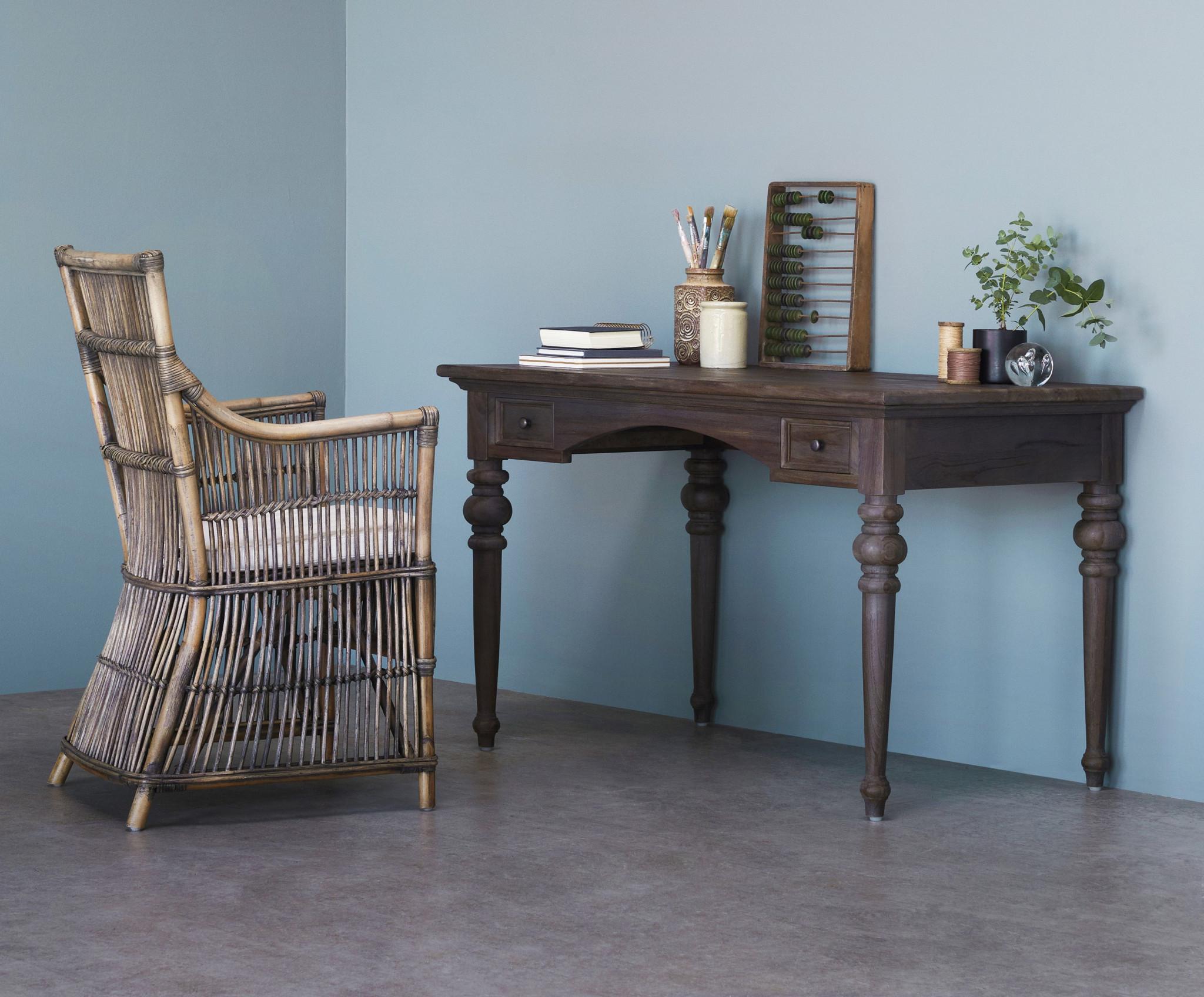 Antiqued Brown Teak Provencial Writing or Computer Desk