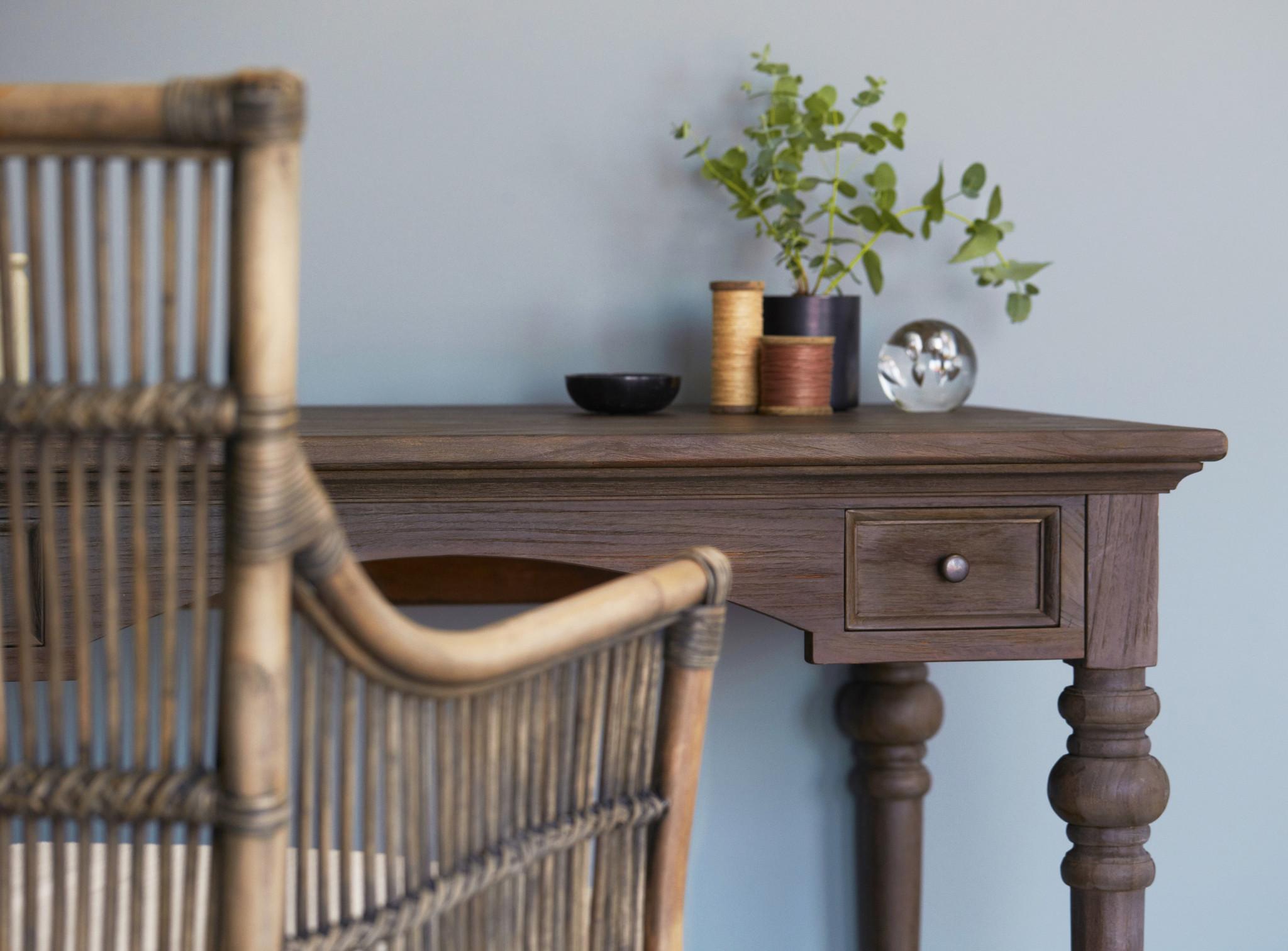 Antiqued Brown Teak Provencial Writing or Computer Desk