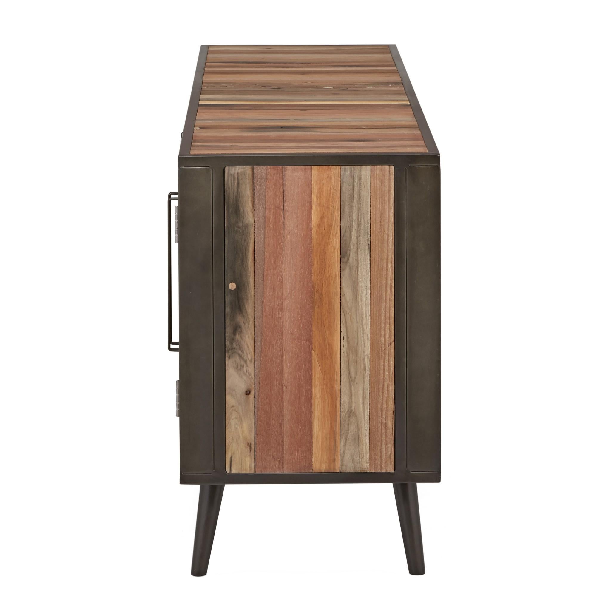Rustic Media Storage Rustic Natural Wood Media Cabinet with Four Doors – Candide Home