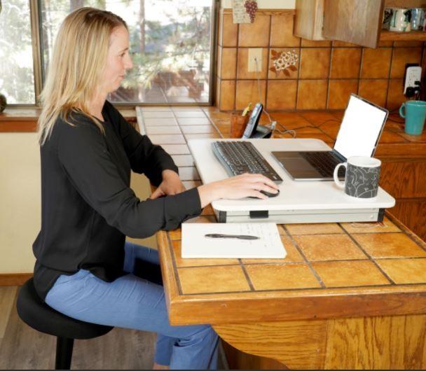 Small Silver Adjustable Standing Desk Converter