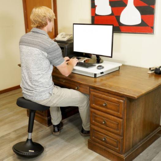 Small Silver Adjustable Standing Desk Converter