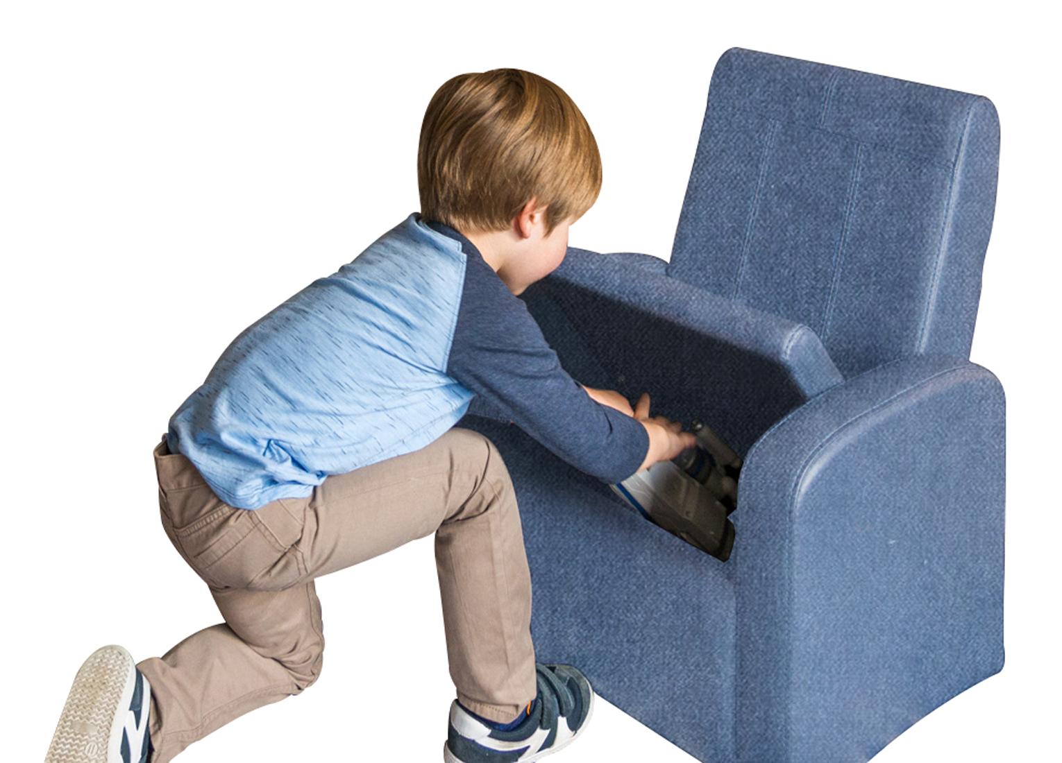 Kids Blue Comfy Upholstered Recliner Chair with Storage