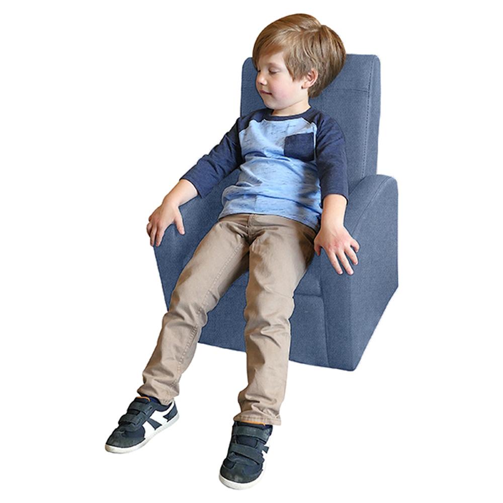 Kids Blue Comfy Upholstered Recliner Chair with Storage