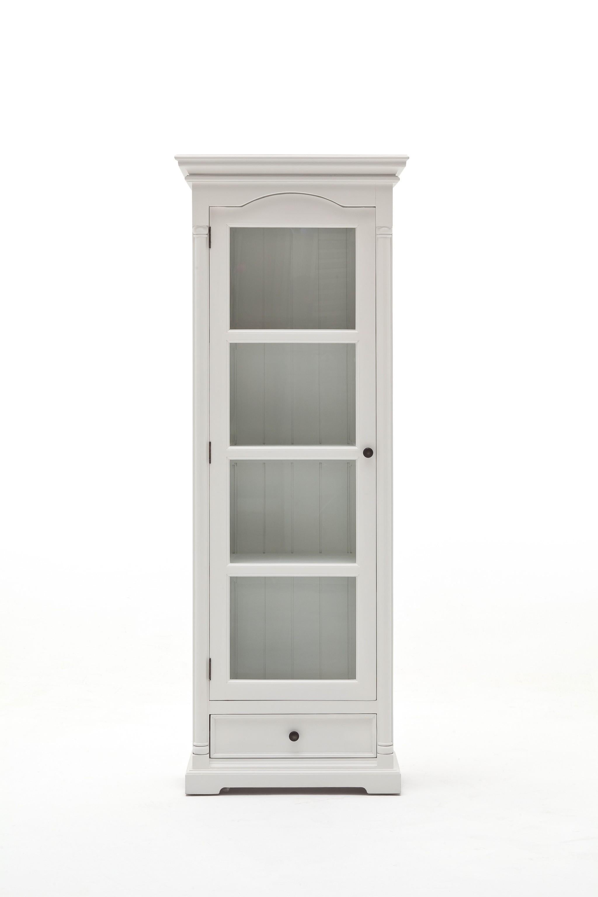 Traditional White and Glass Door Storage Cabinet