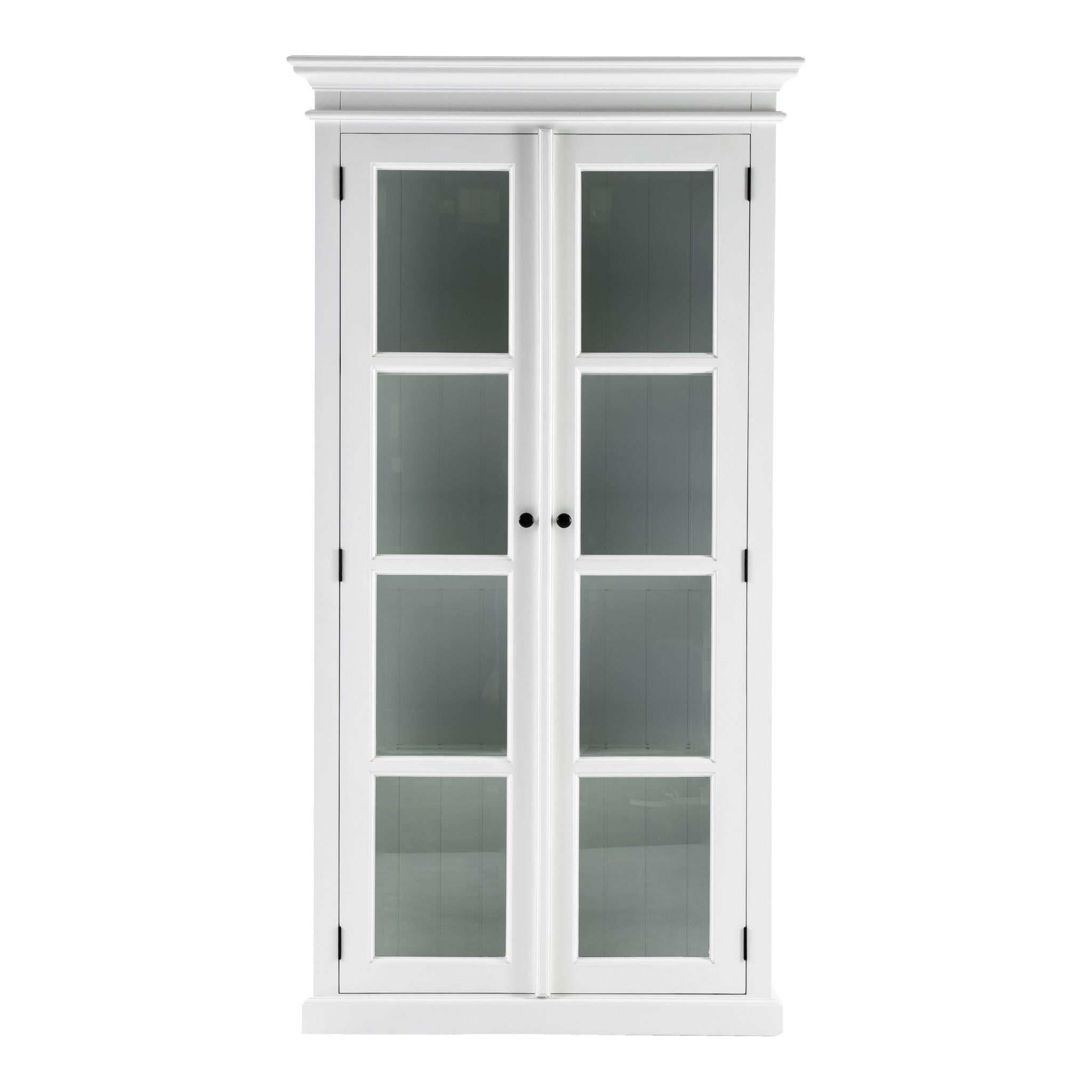 Classic White and Glass Double Door Storage Cabinet