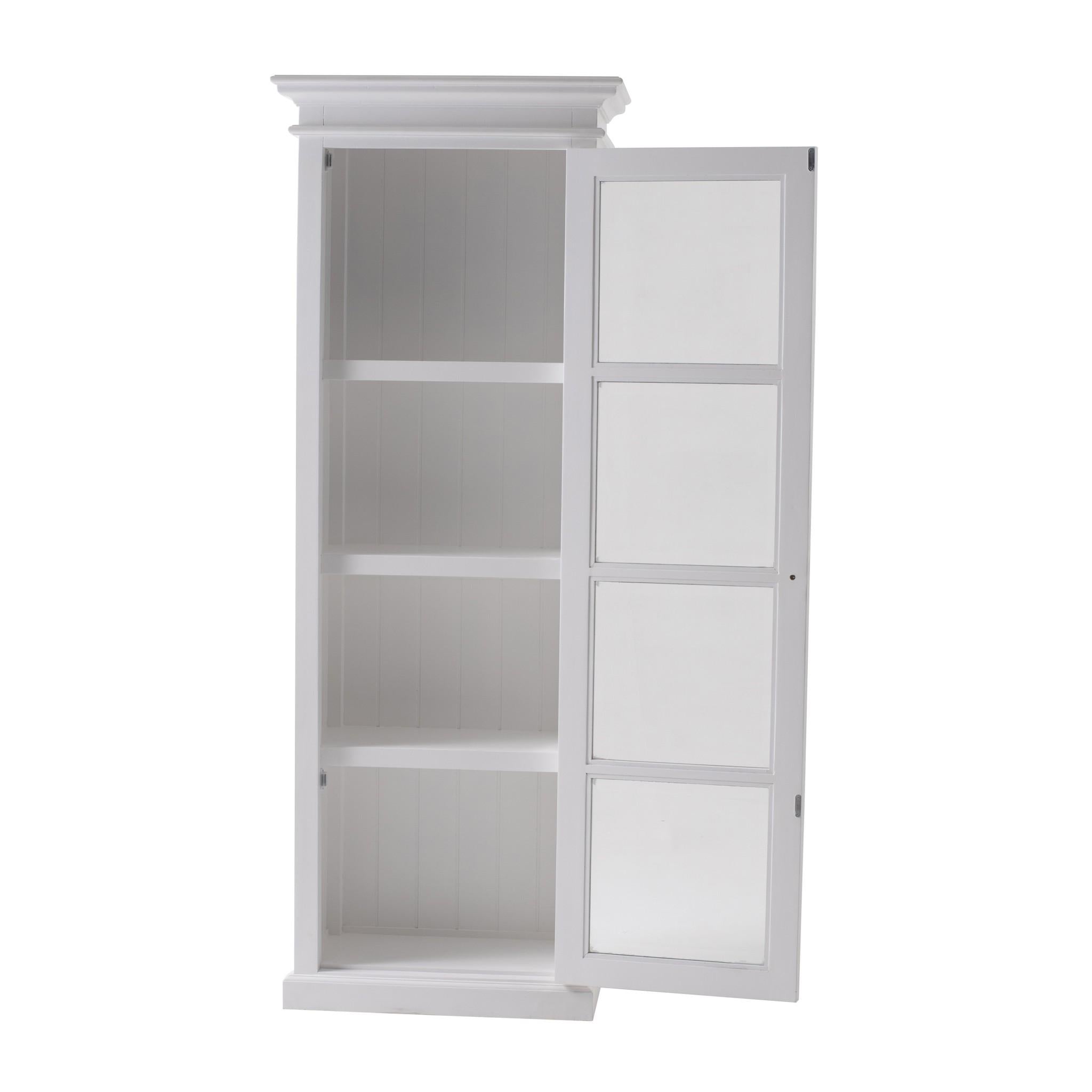 Classic White and Glass Door Storage Cabinet