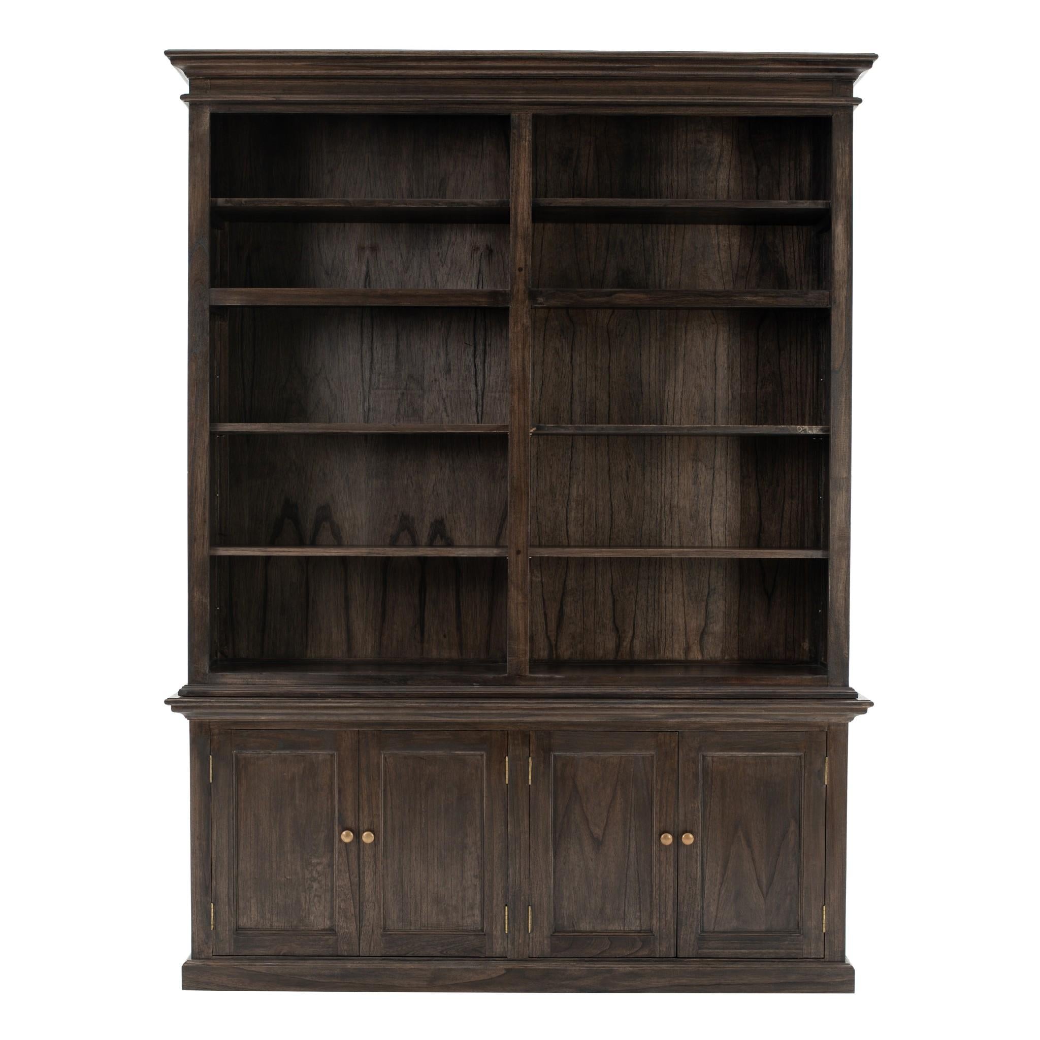 Black Wash Double Bookshelf Hutch