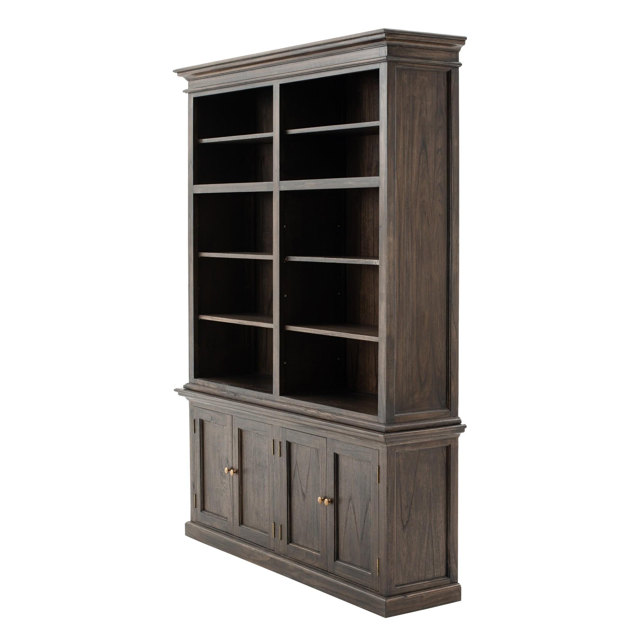 Black Wash Double Bookshelf Hutch