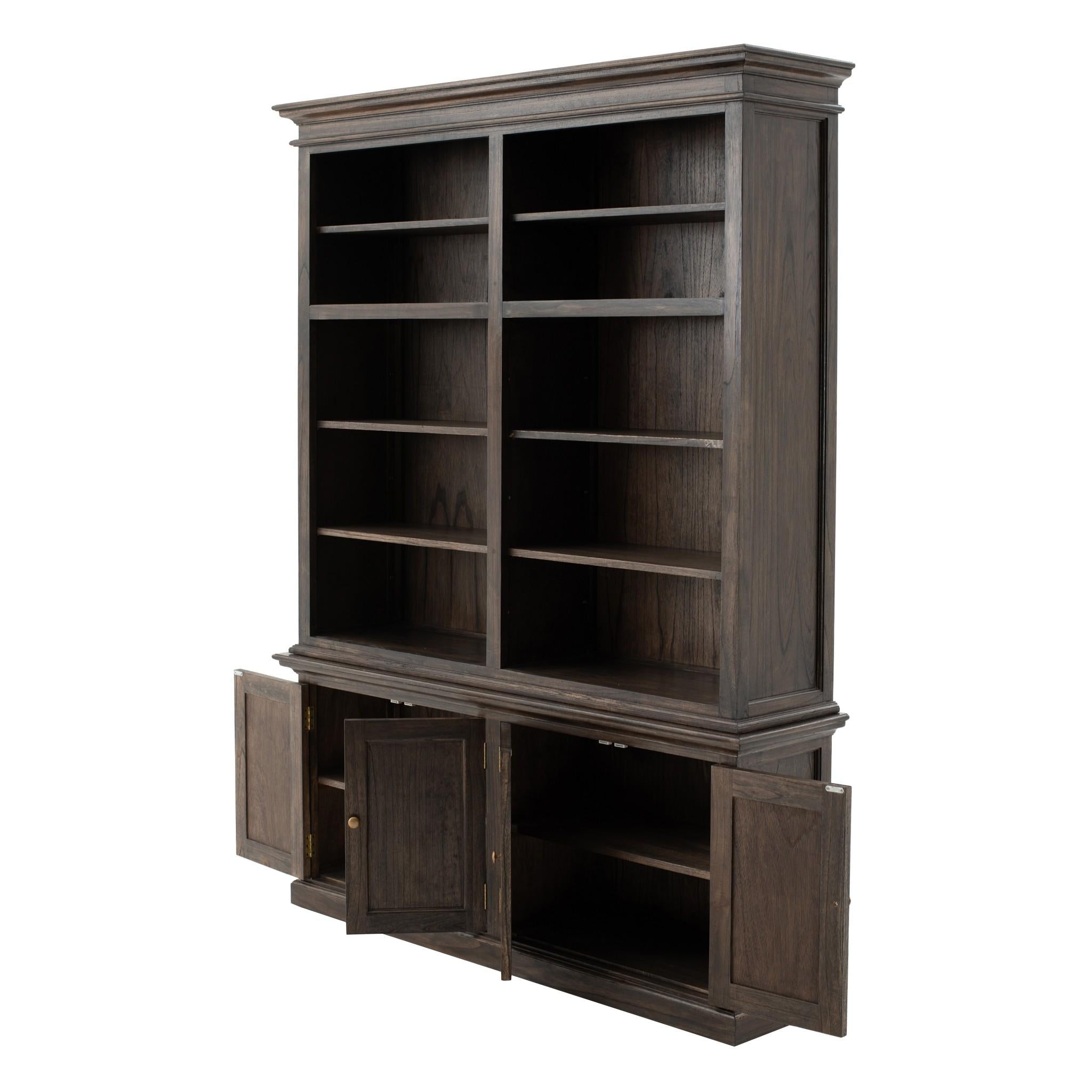 Black Wash Double Bookshelf Hutch