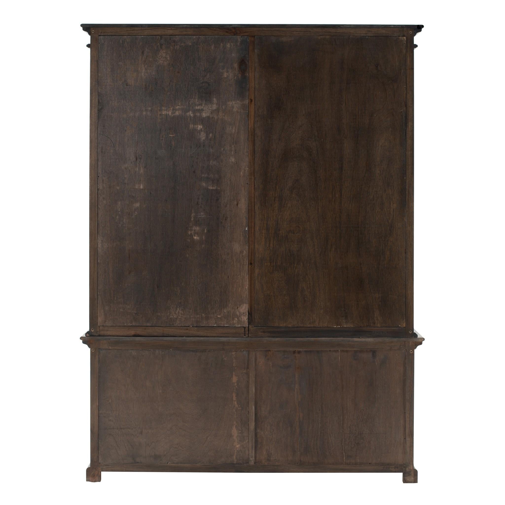 Black Wash Double Bookshelf Hutch