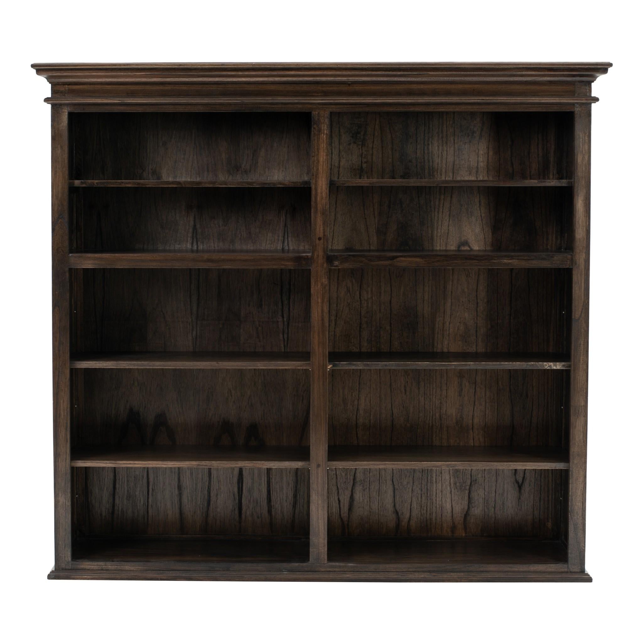 Black Wash Double Bookshelf Hutch