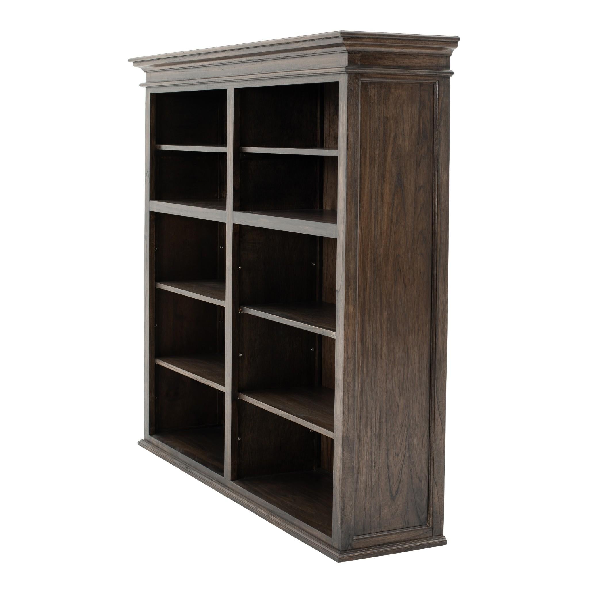 Black Wash Double Bookshelf Hutch