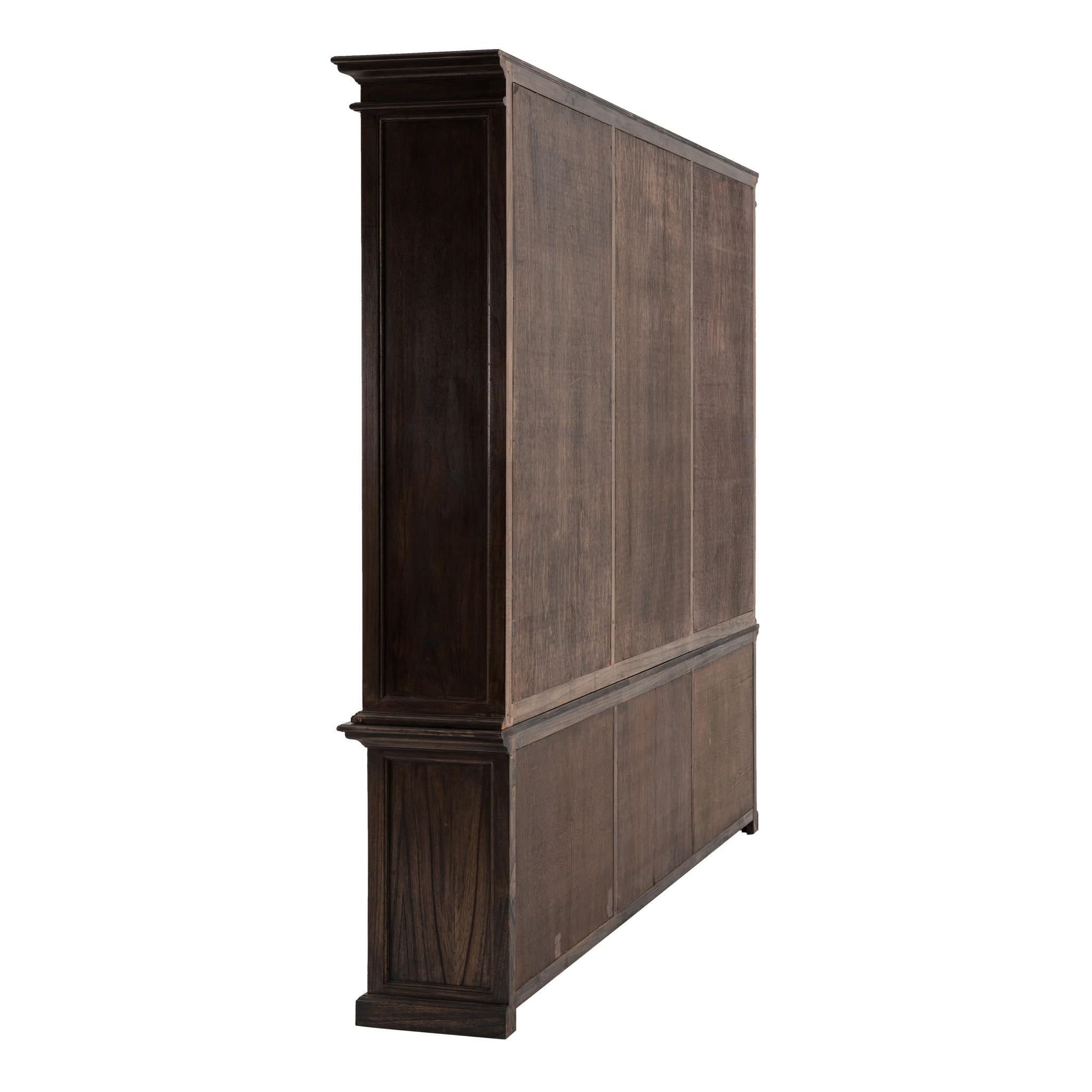 Black Wash Triple Bookshelf Hutch