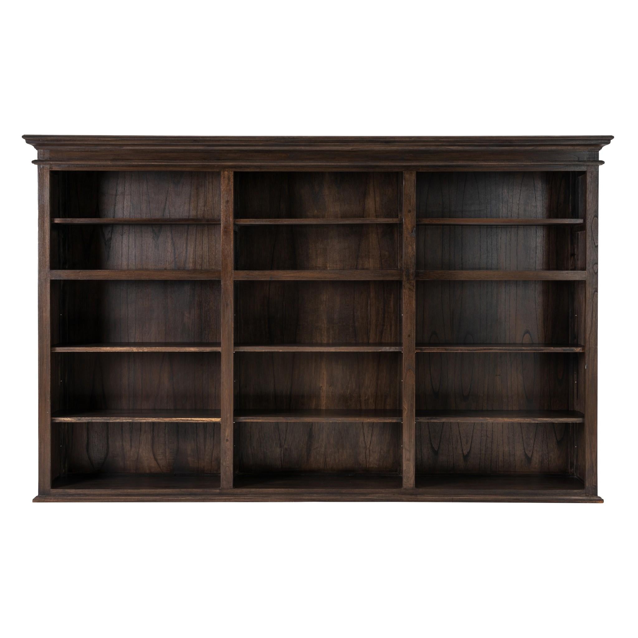 Black Wash Triple Bookshelf Hutch