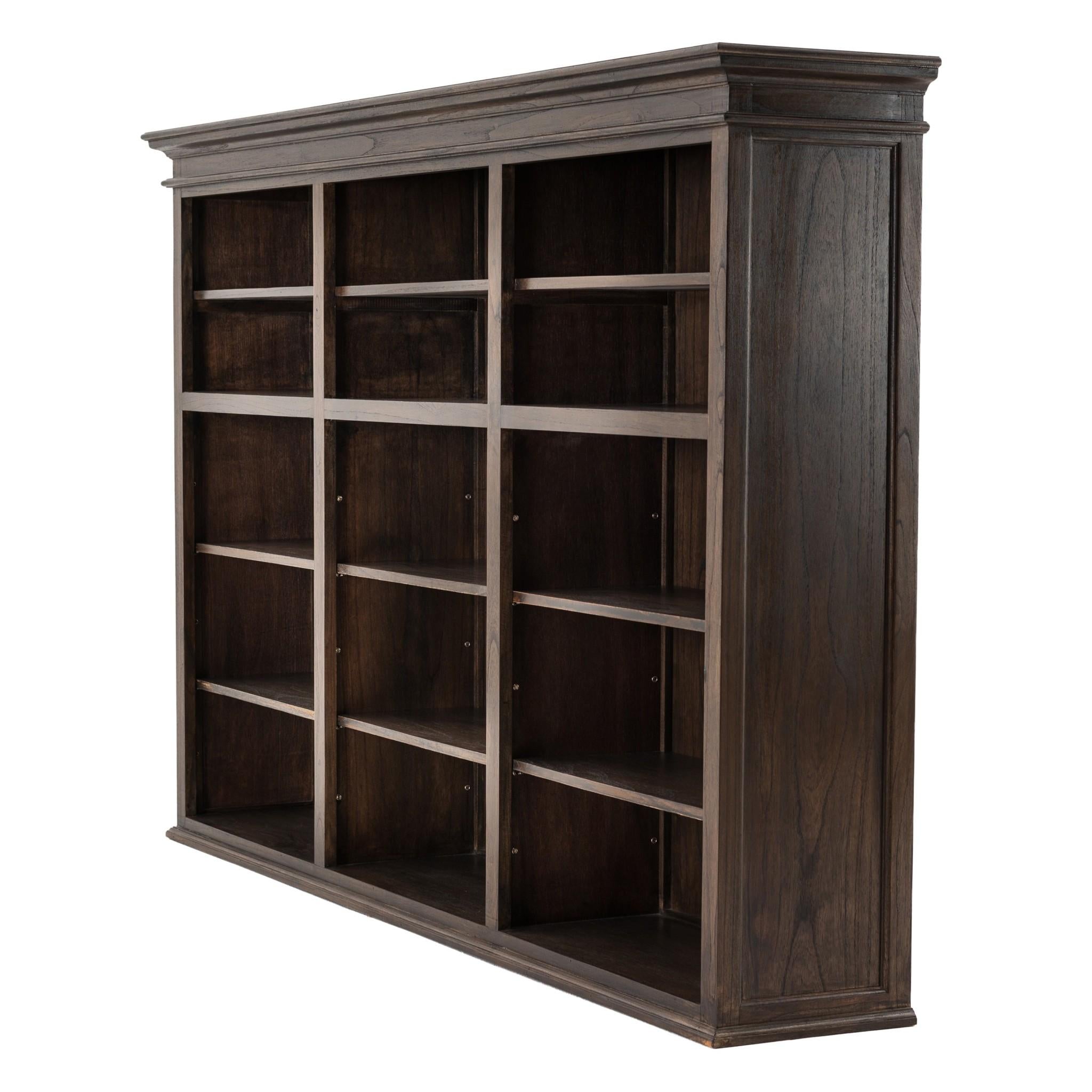 Black Wash Triple Bookshelf Hutch