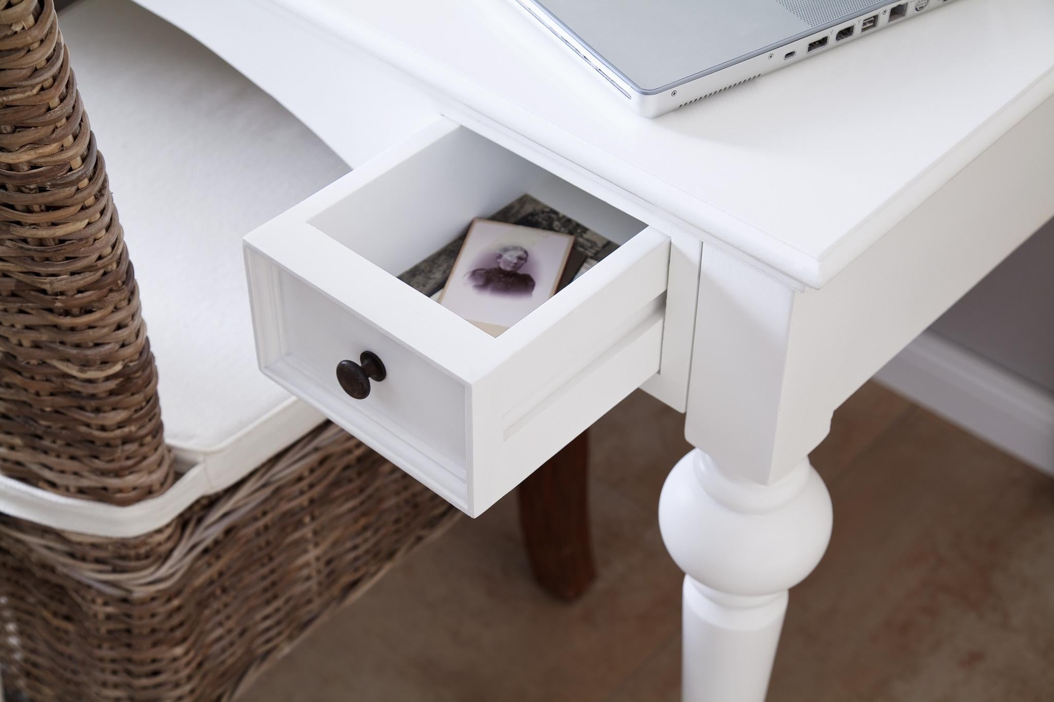 Antiqued White Provencial Writing or Computer Desk with Hutch