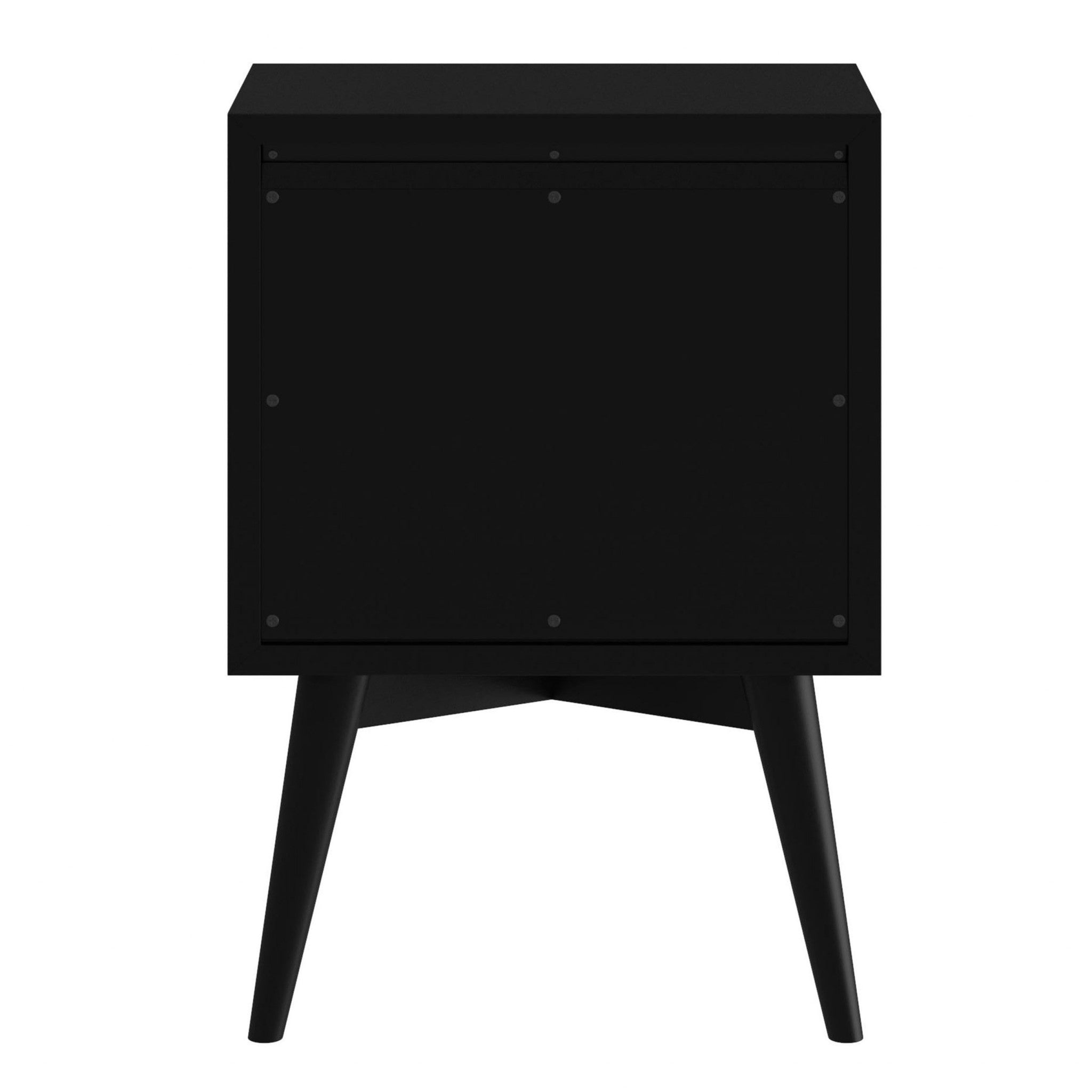 Black Century Modern Wood 2 Drawer Nightstand