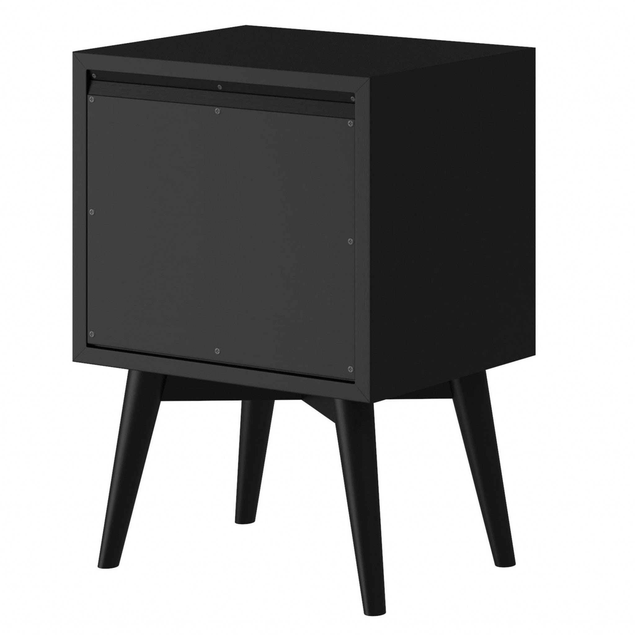 Black Century Modern Wood 2 Drawer Nightstand