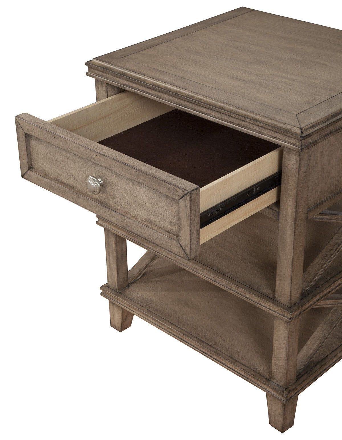 Taupe 1 Drawer with Shelves Nightstand