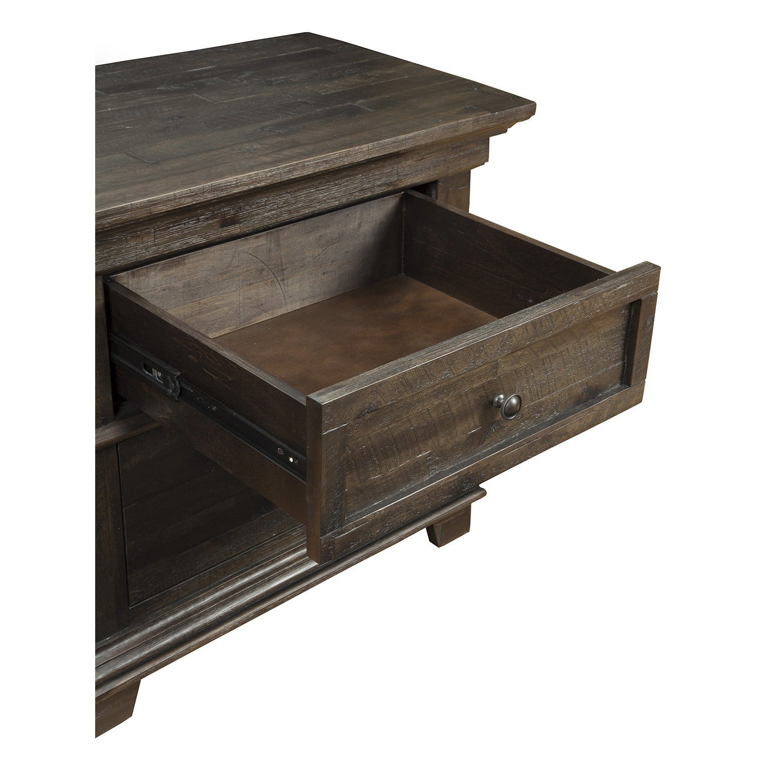 Distressed Dark Grey Wood 2 Drawer Nightstand