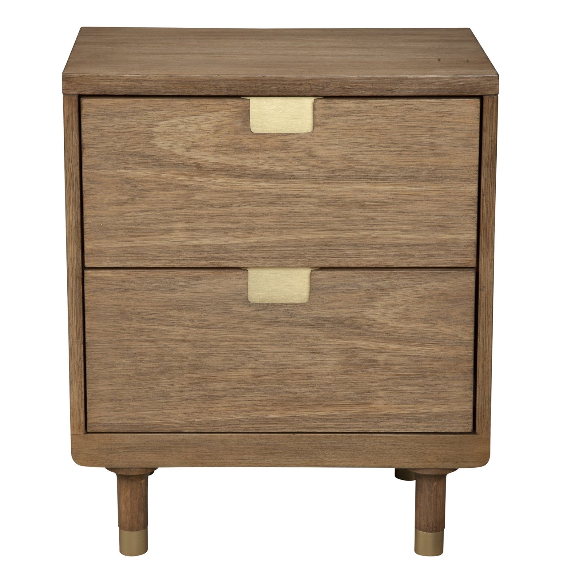 Sandy Brown and Gold 2 Drawer Nightstand