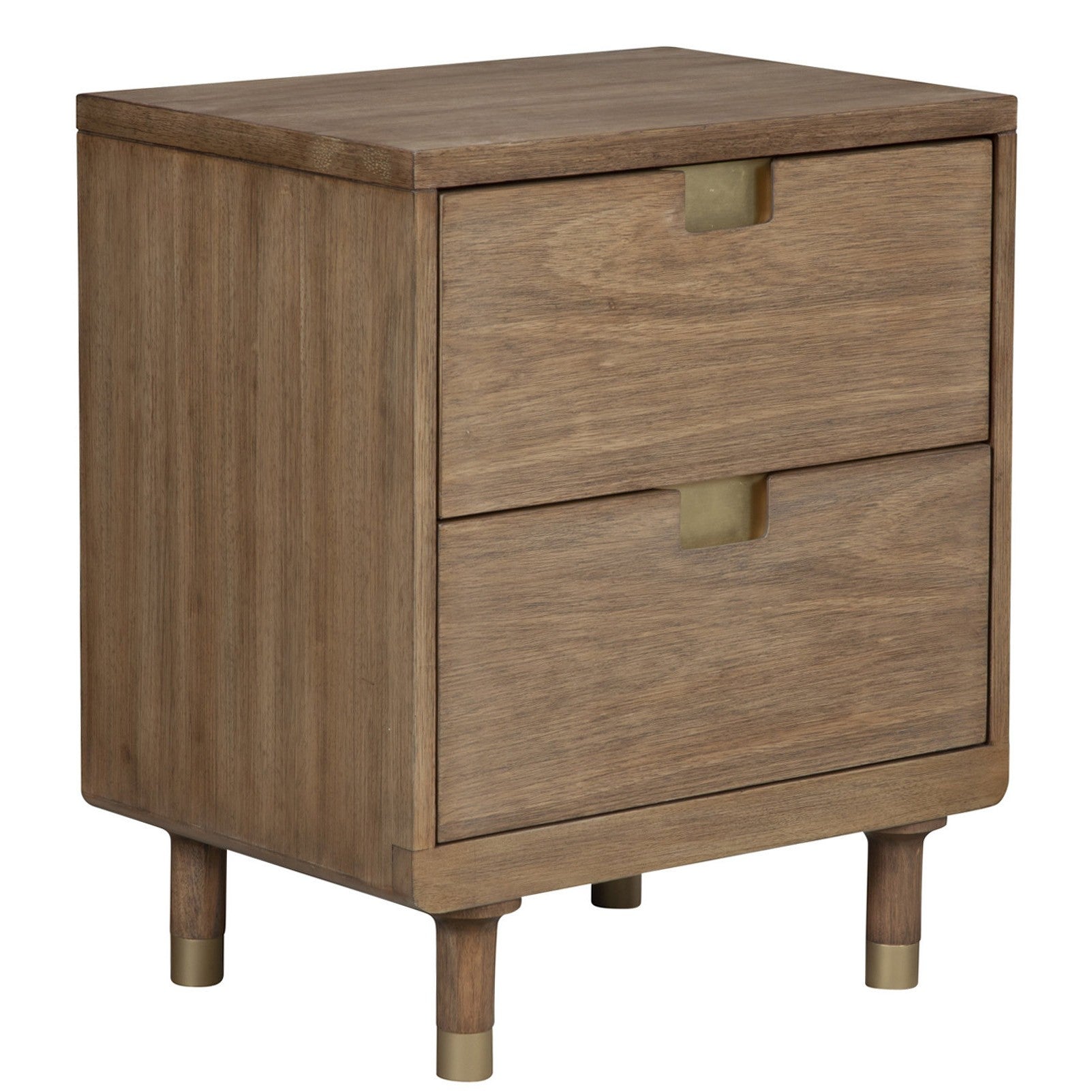 Sandy Brown and Gold 2 Drawer Nightstand