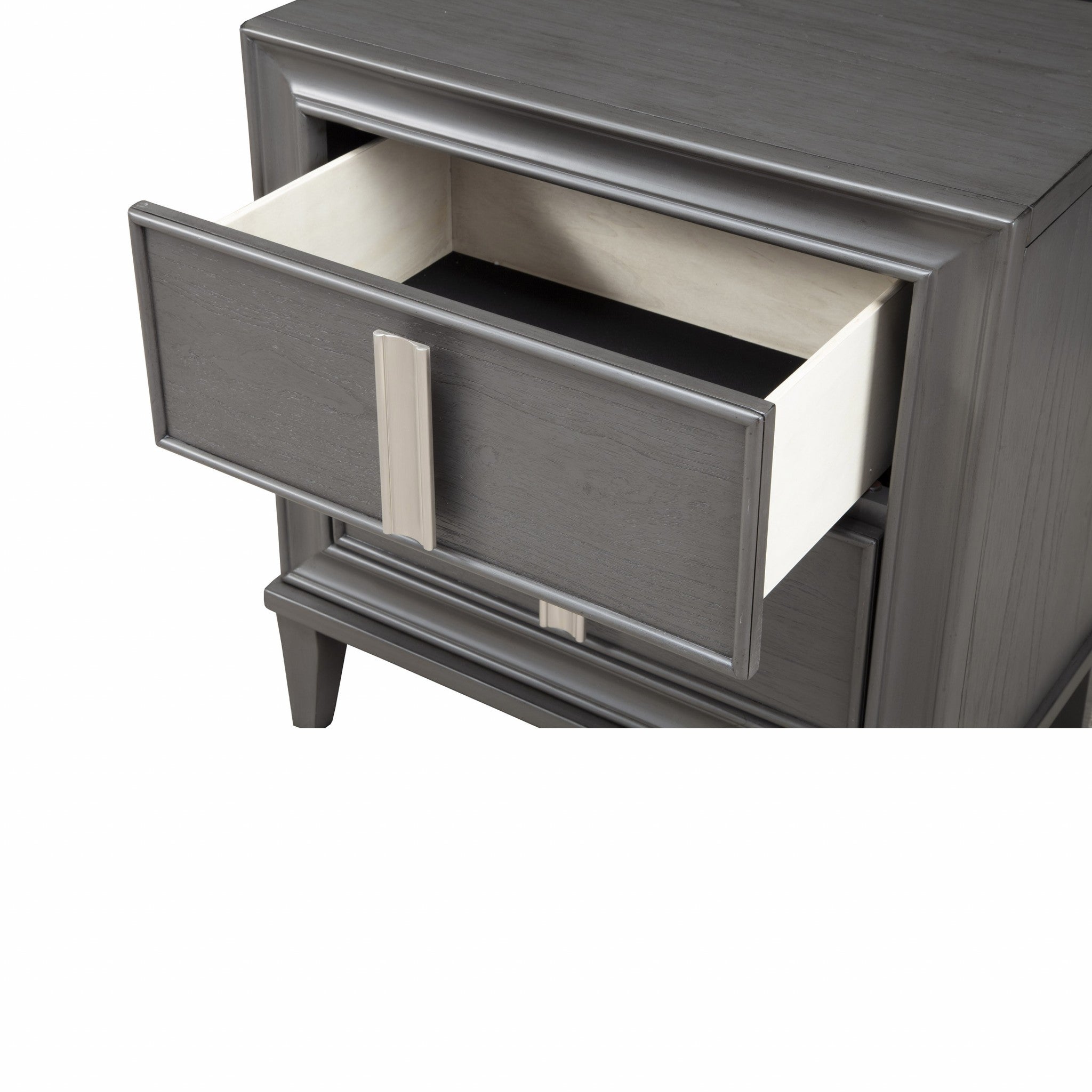 Dark Grey Contemporary 2 Drawer Nightstand