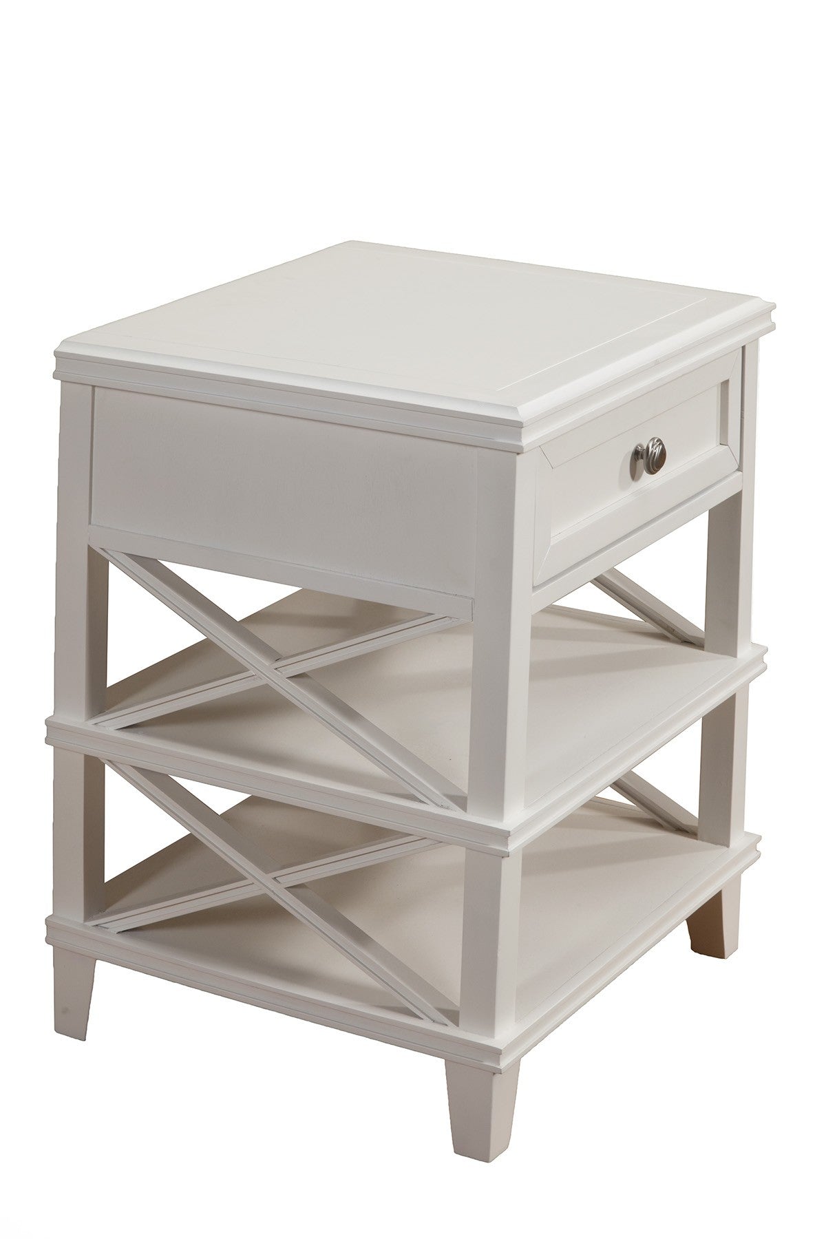 White 1 Drawer with Shelves Nightstand