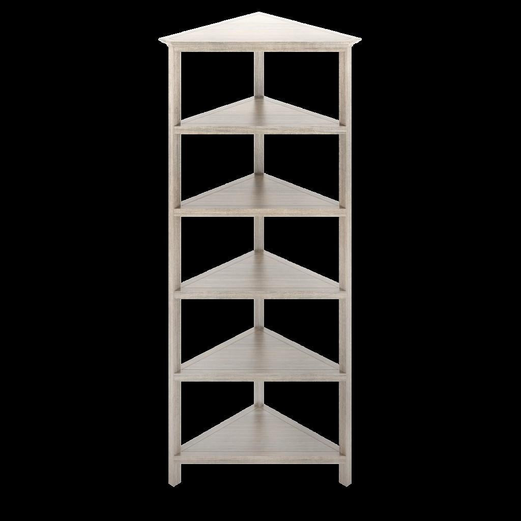 Gray Five Tier Solid Wood Corner Bookcase