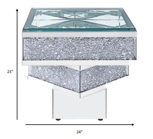 Contempo Glass And Bling End Table