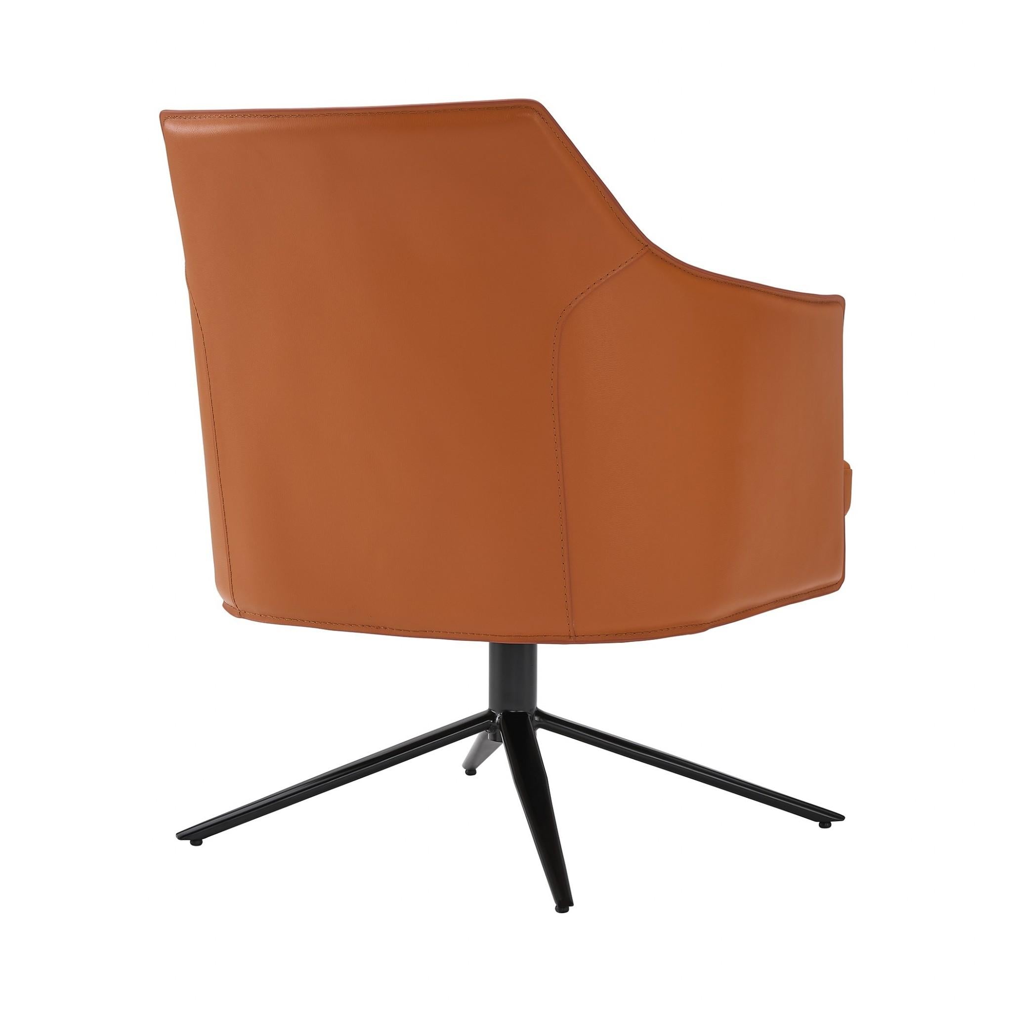 Terra Cotta Faux Leather Swivel Accent Chair