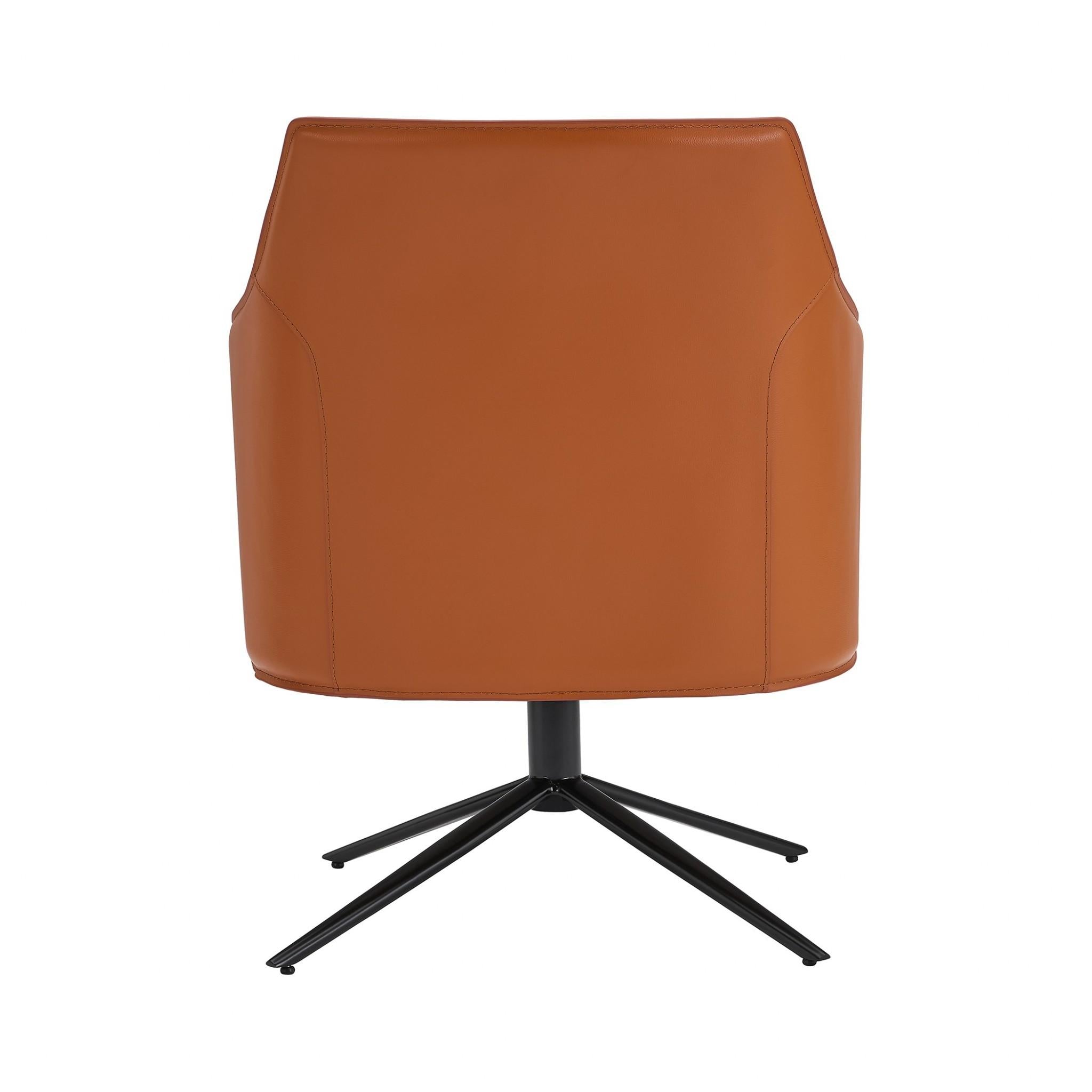 Terra Cotta Faux Leather Swivel Accent Chair