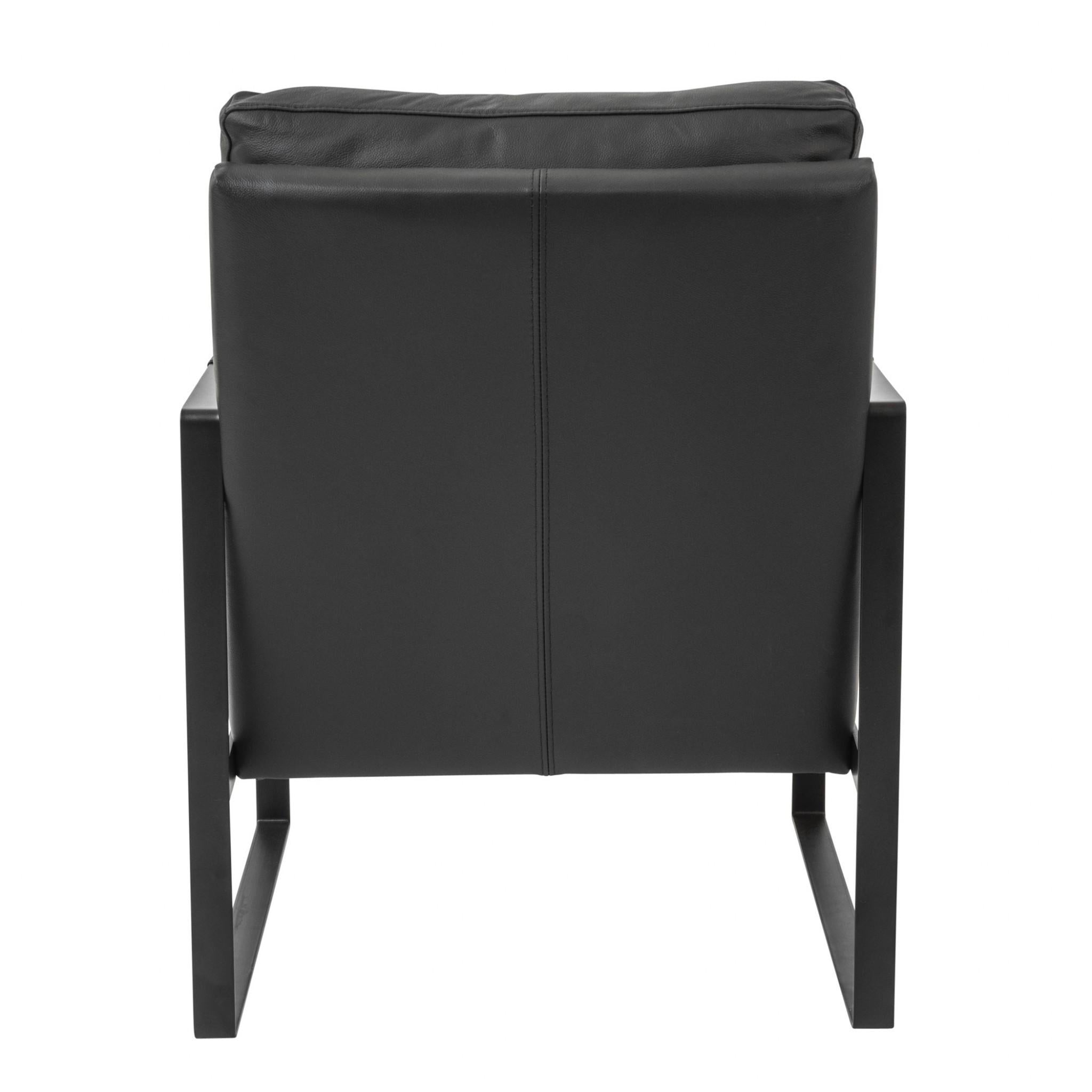 Epitome Black Leather and Black Metal Armchair