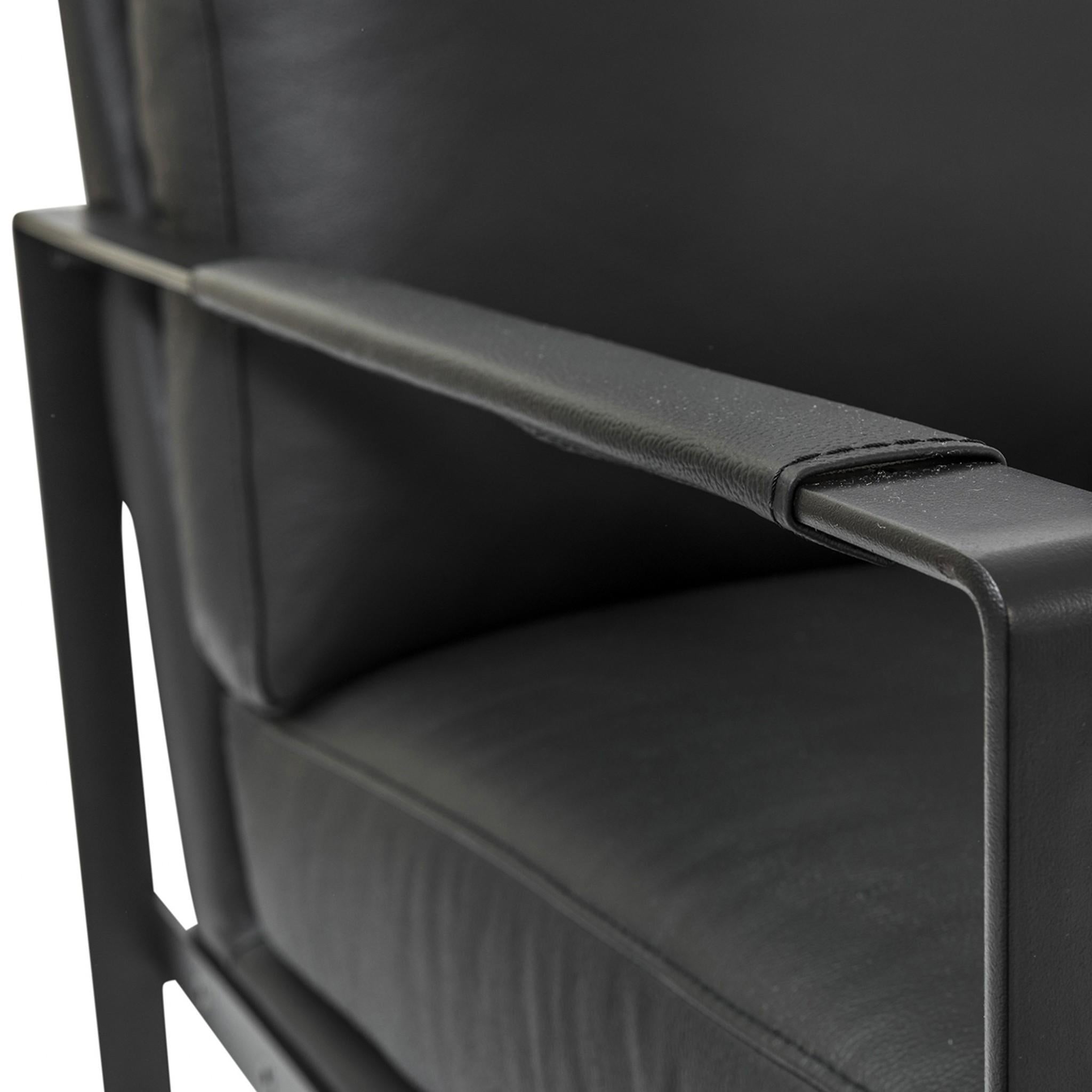 Epitome Black Leather and Black Metal Armchair