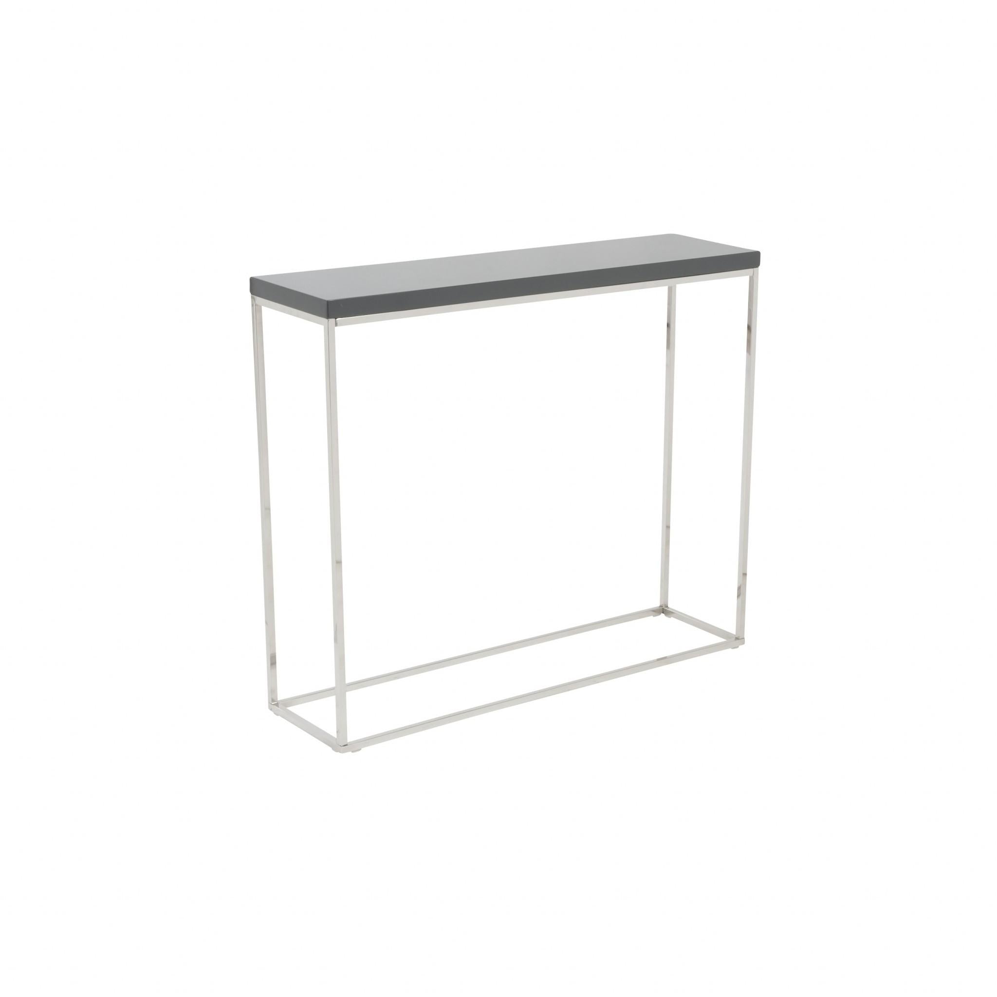 Modern Gray Gloss and Chrome Console Table