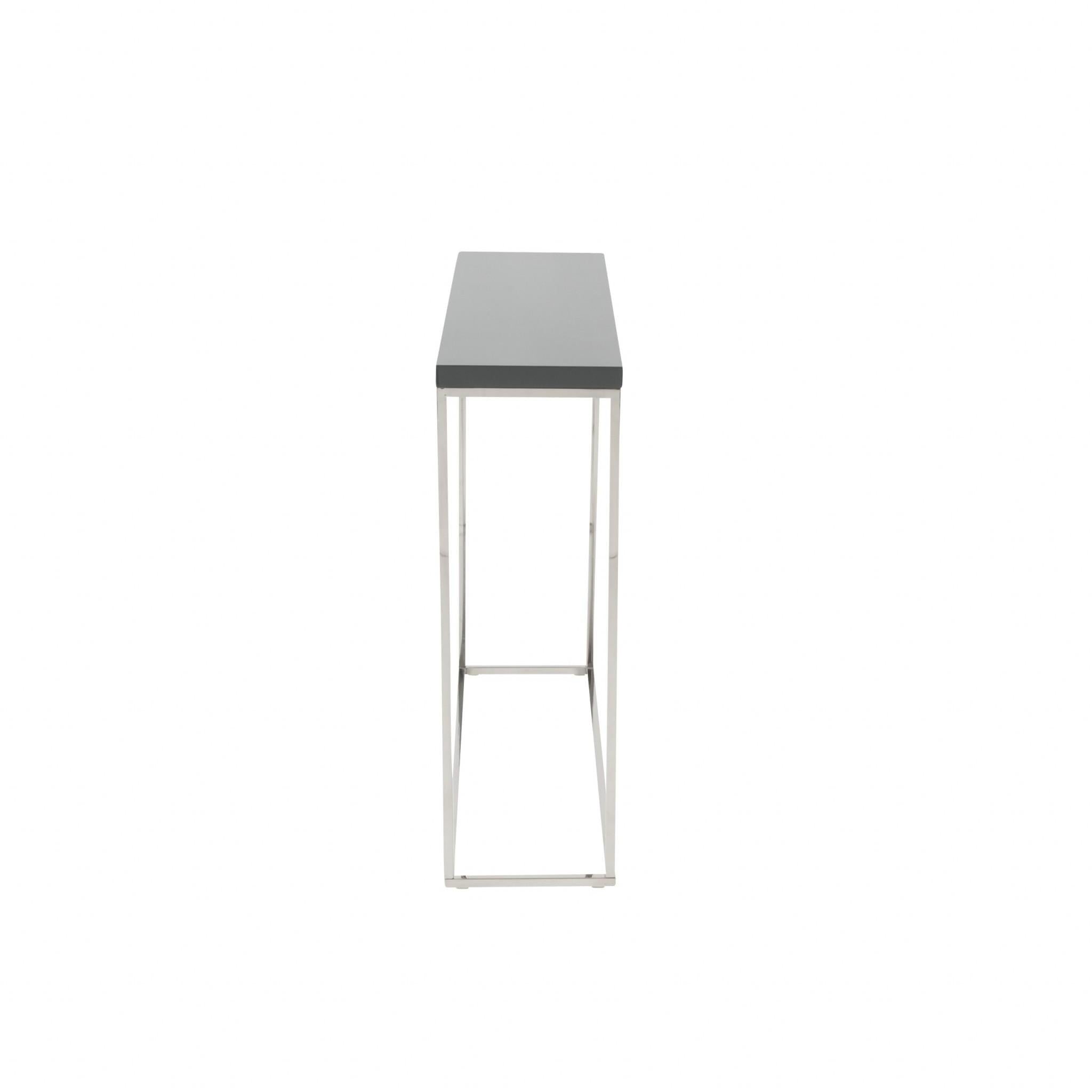 Modern Gray Gloss and Chrome Console Table