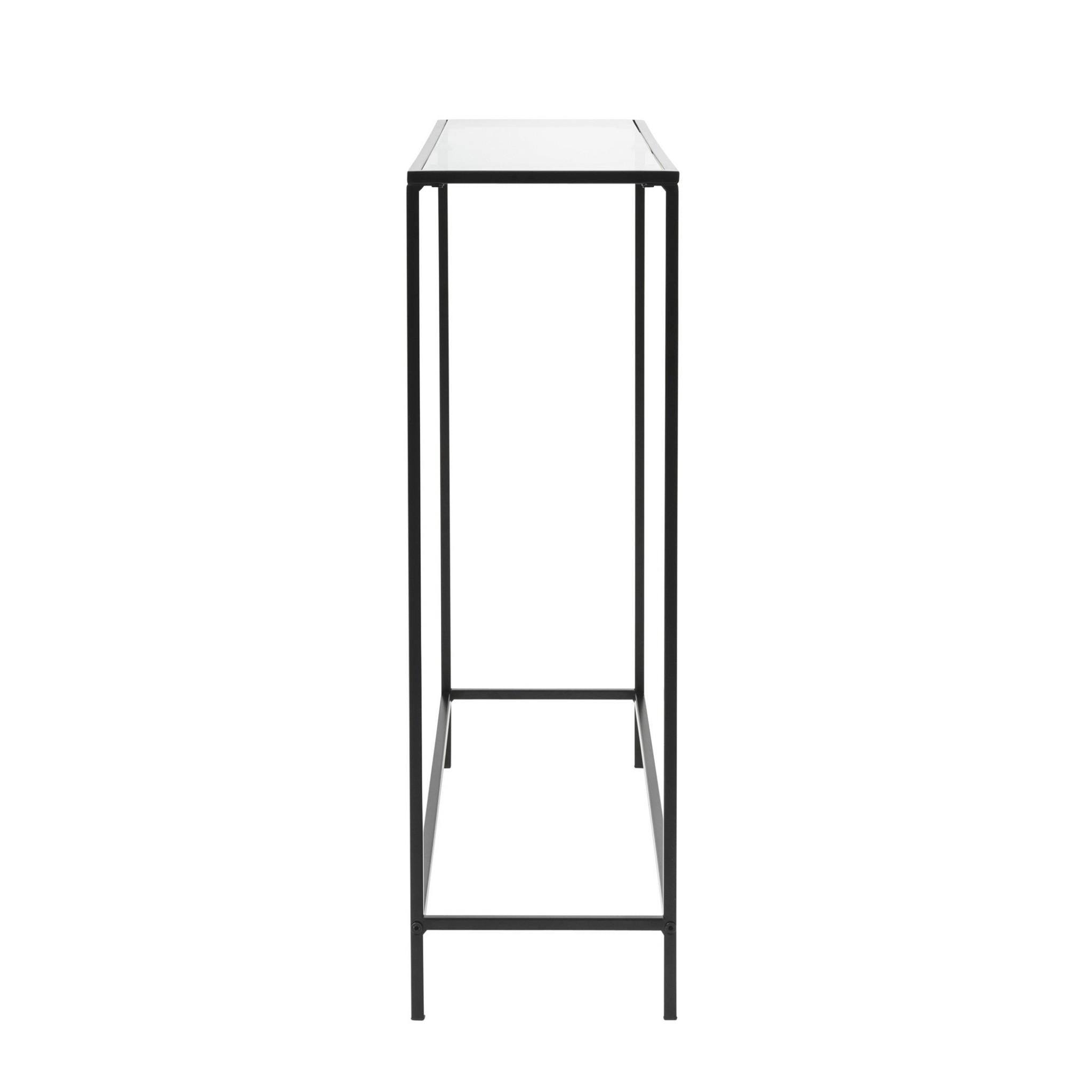 Minimalist Clear Glass and Black Console Table