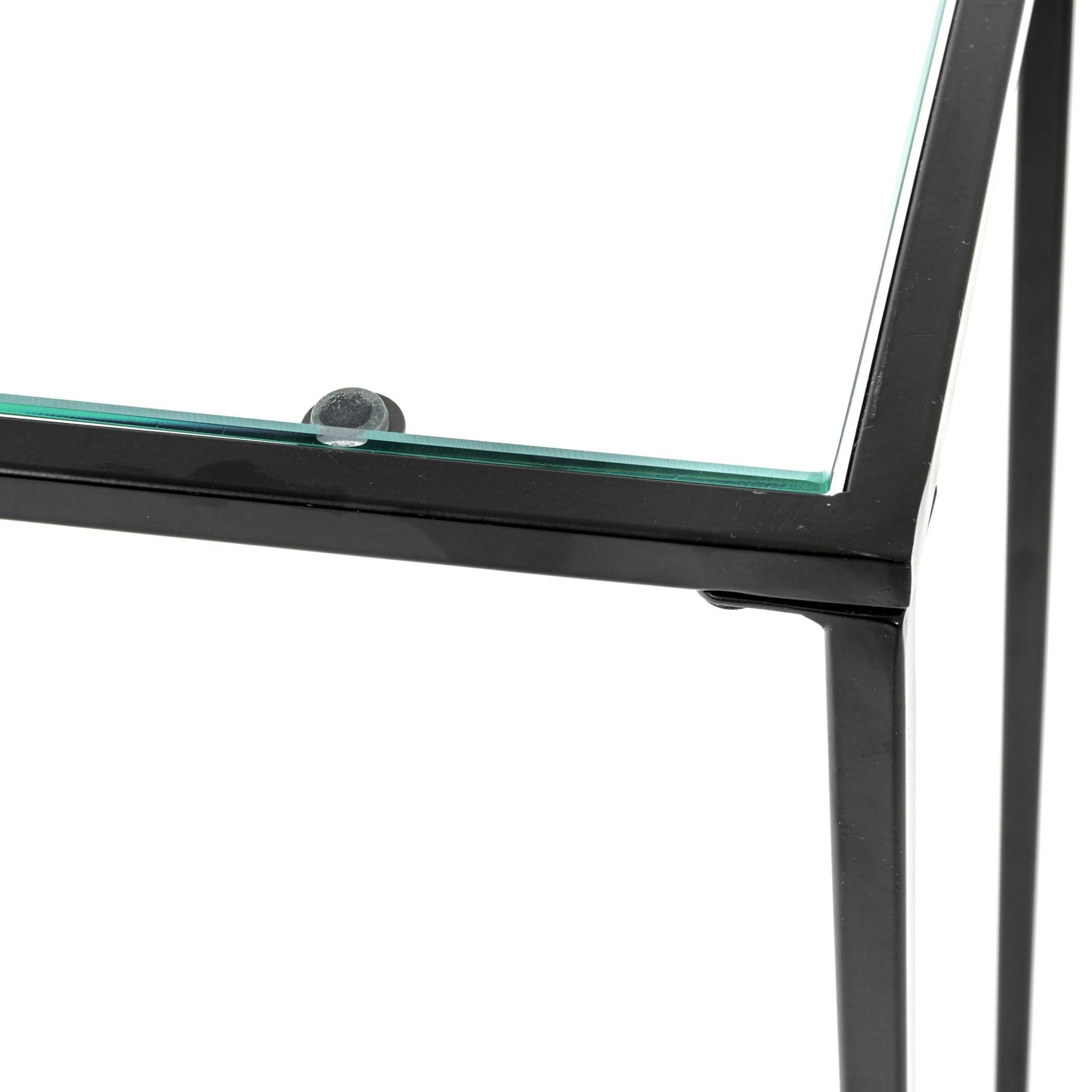 Minimalist Clear Glass and Black Console Table