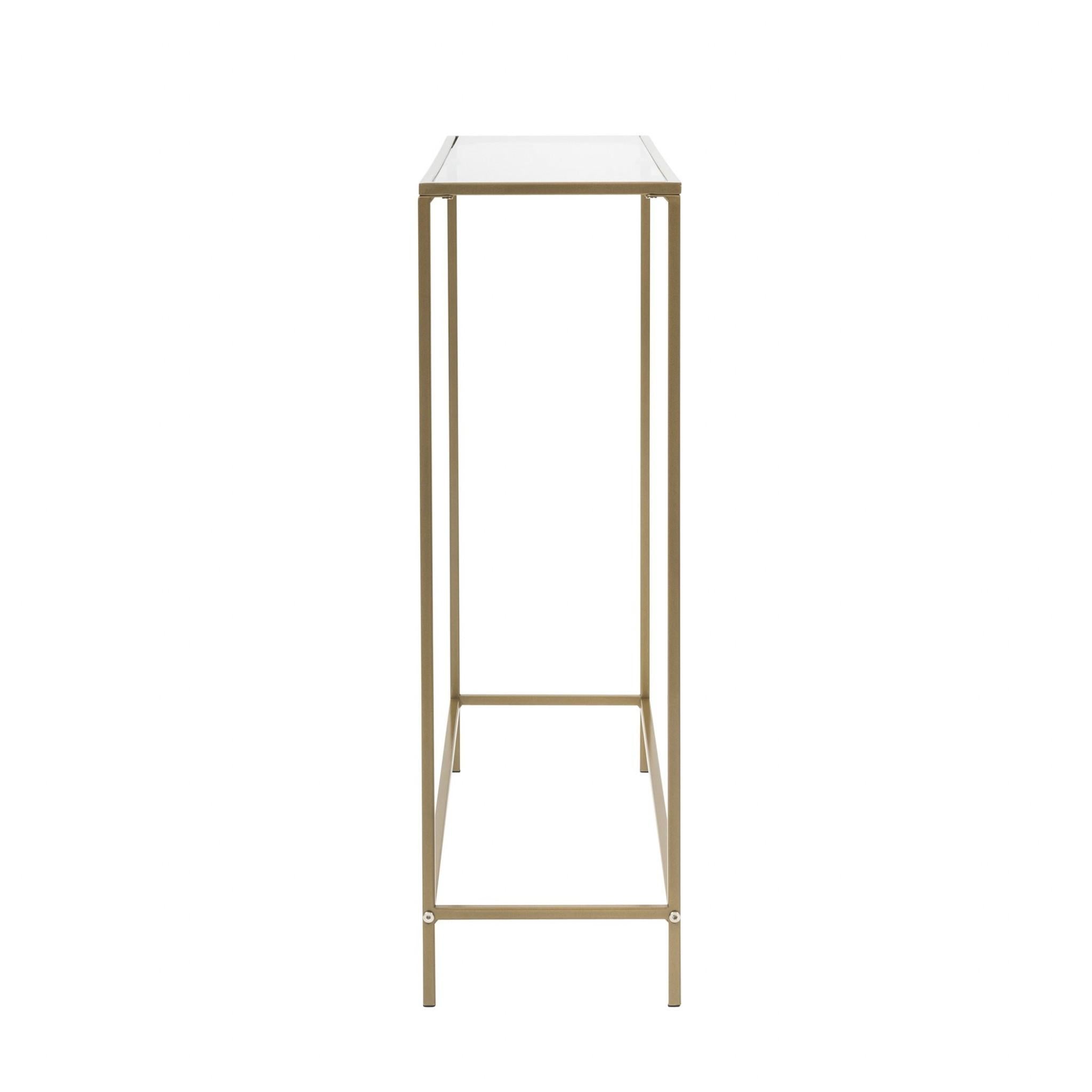 Minimalist Clear Glass and Gold Console Table