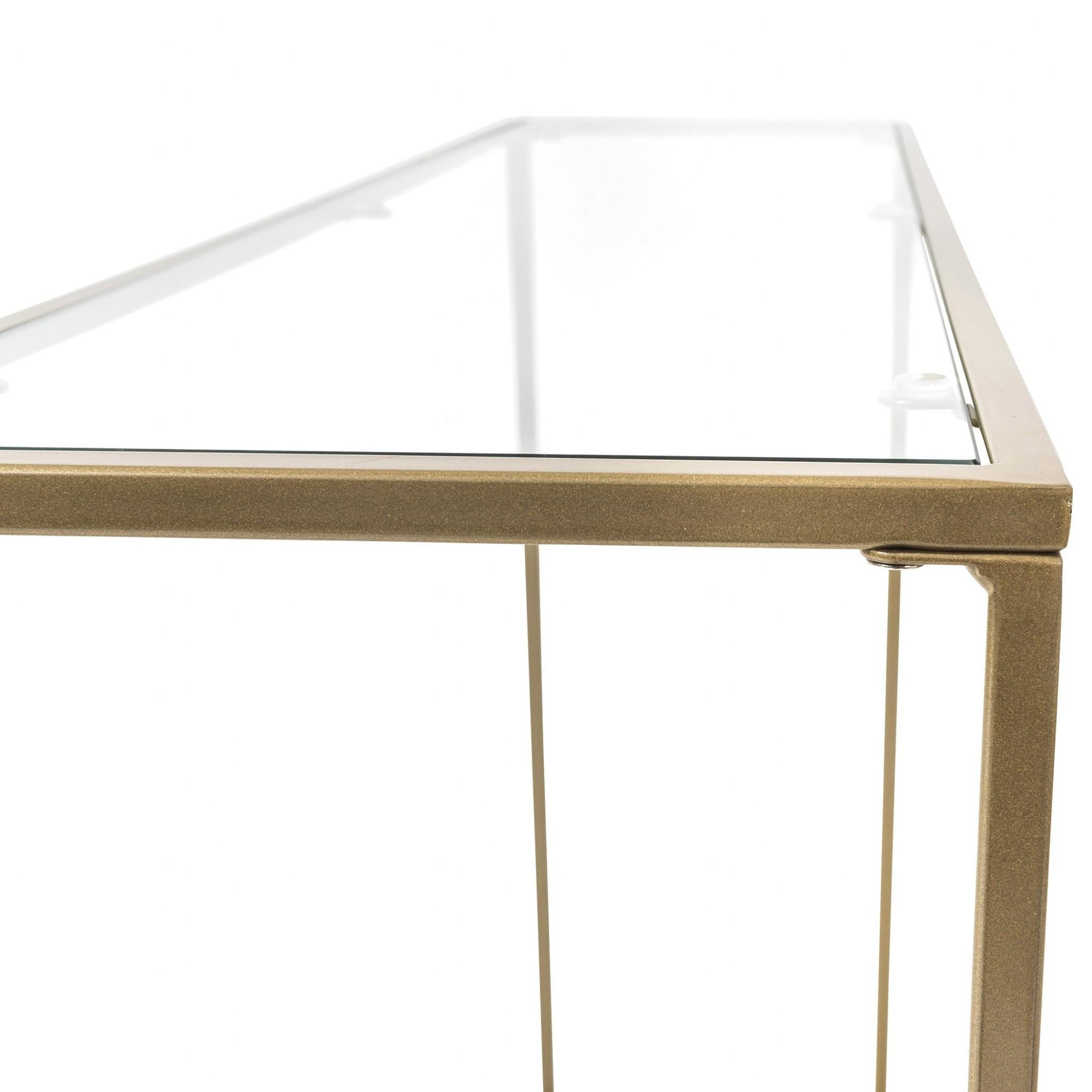 Minimalist Clear Glass and Gold Console Table