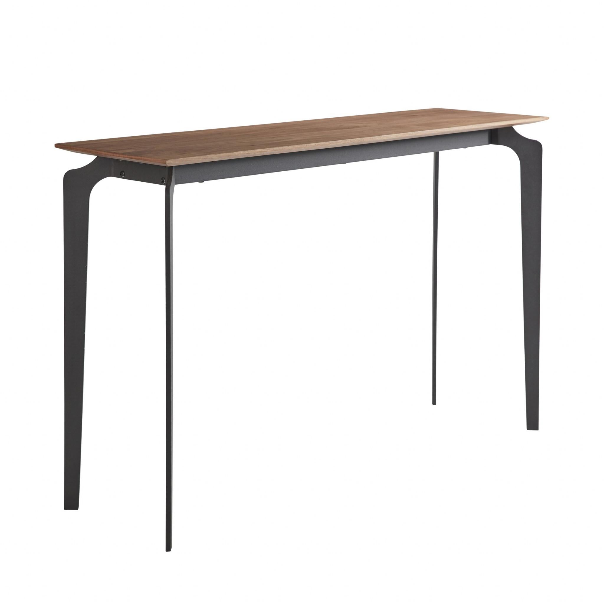 Light Brown Wood and Steel Console Table