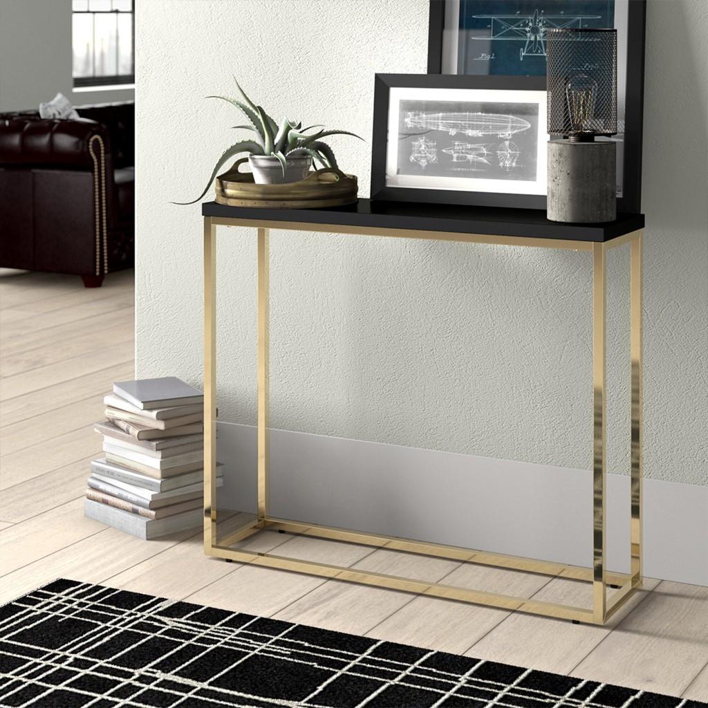 Modern Black Gloss andn Gold Console Table