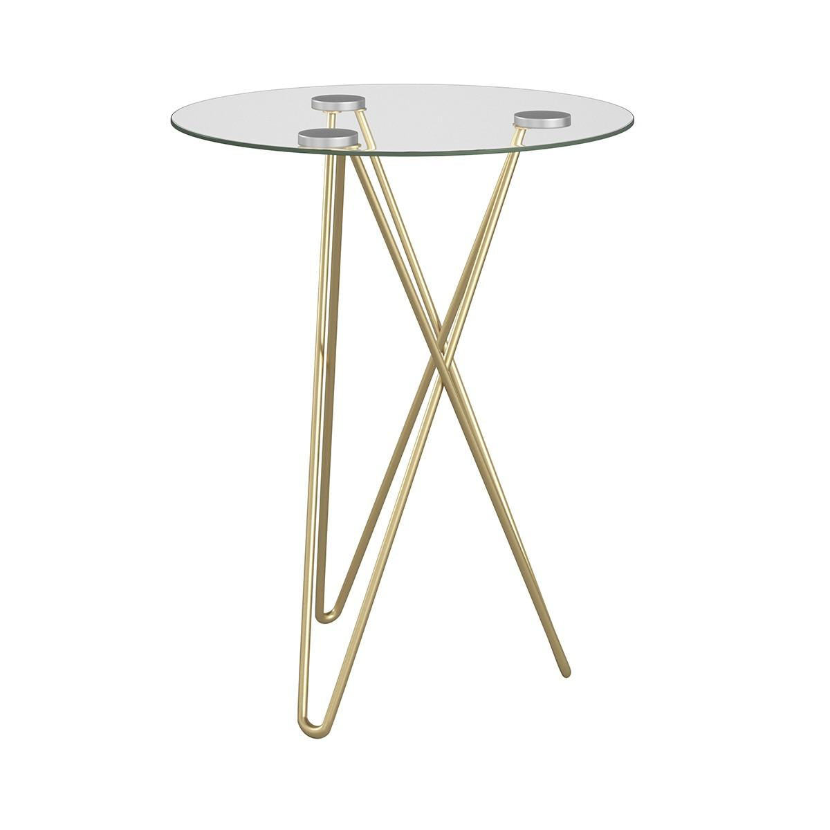 Geometric Clear Glass and Gold Round Table