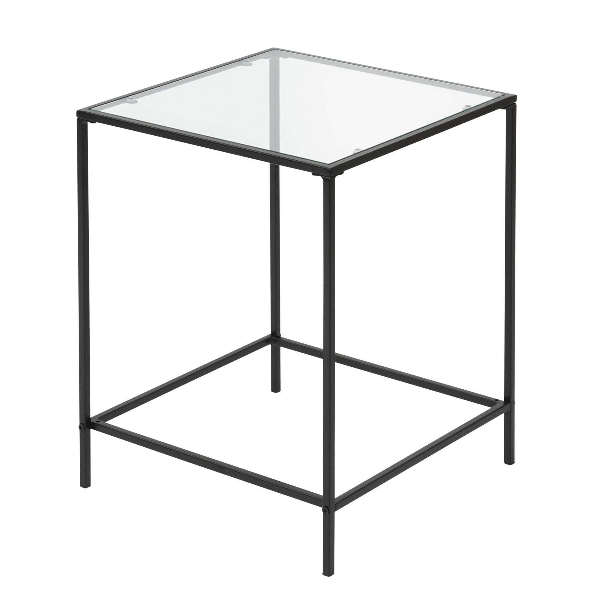 Minimalist Clear Glass and Black Side Table