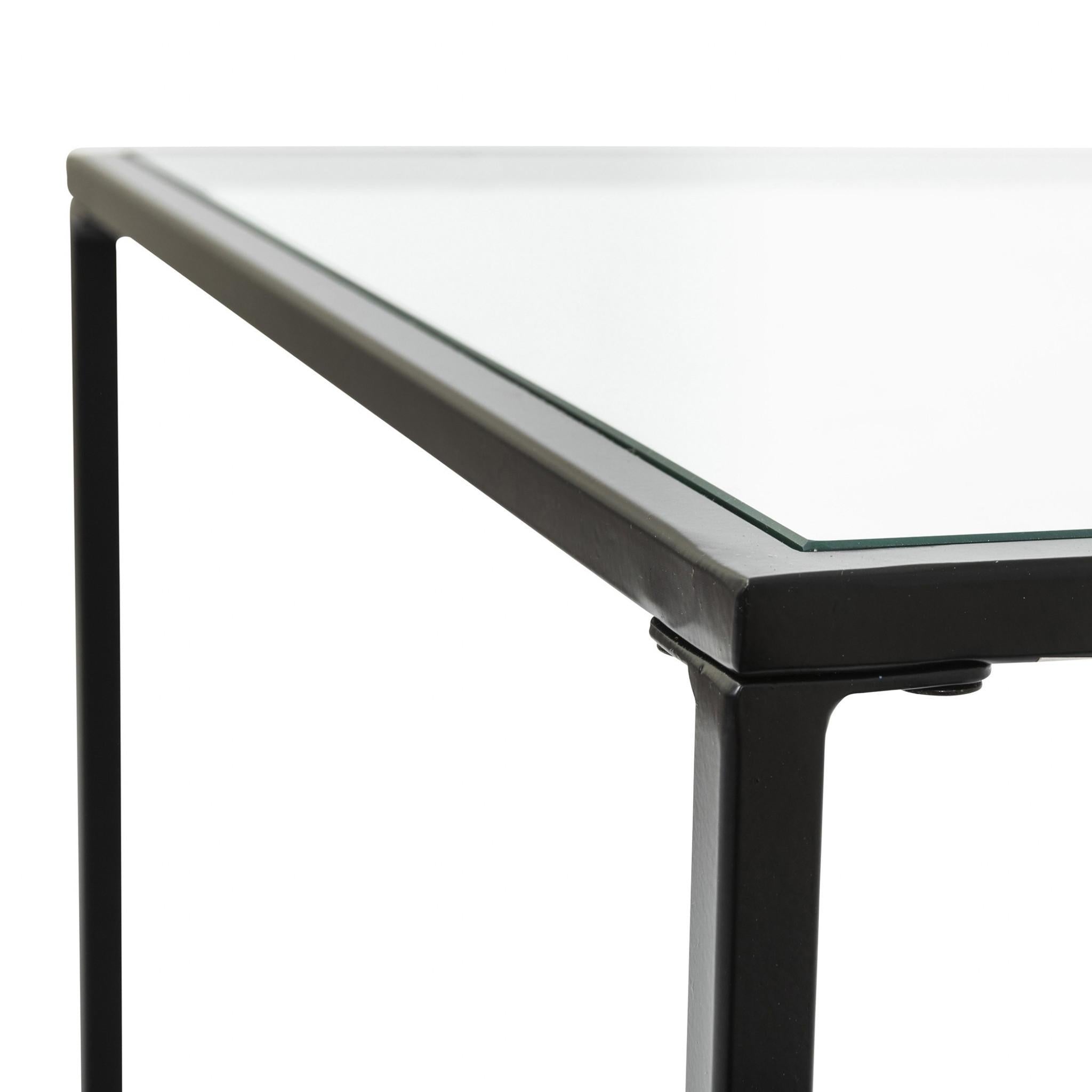 Minimalist Clear Glass and Black Side Table