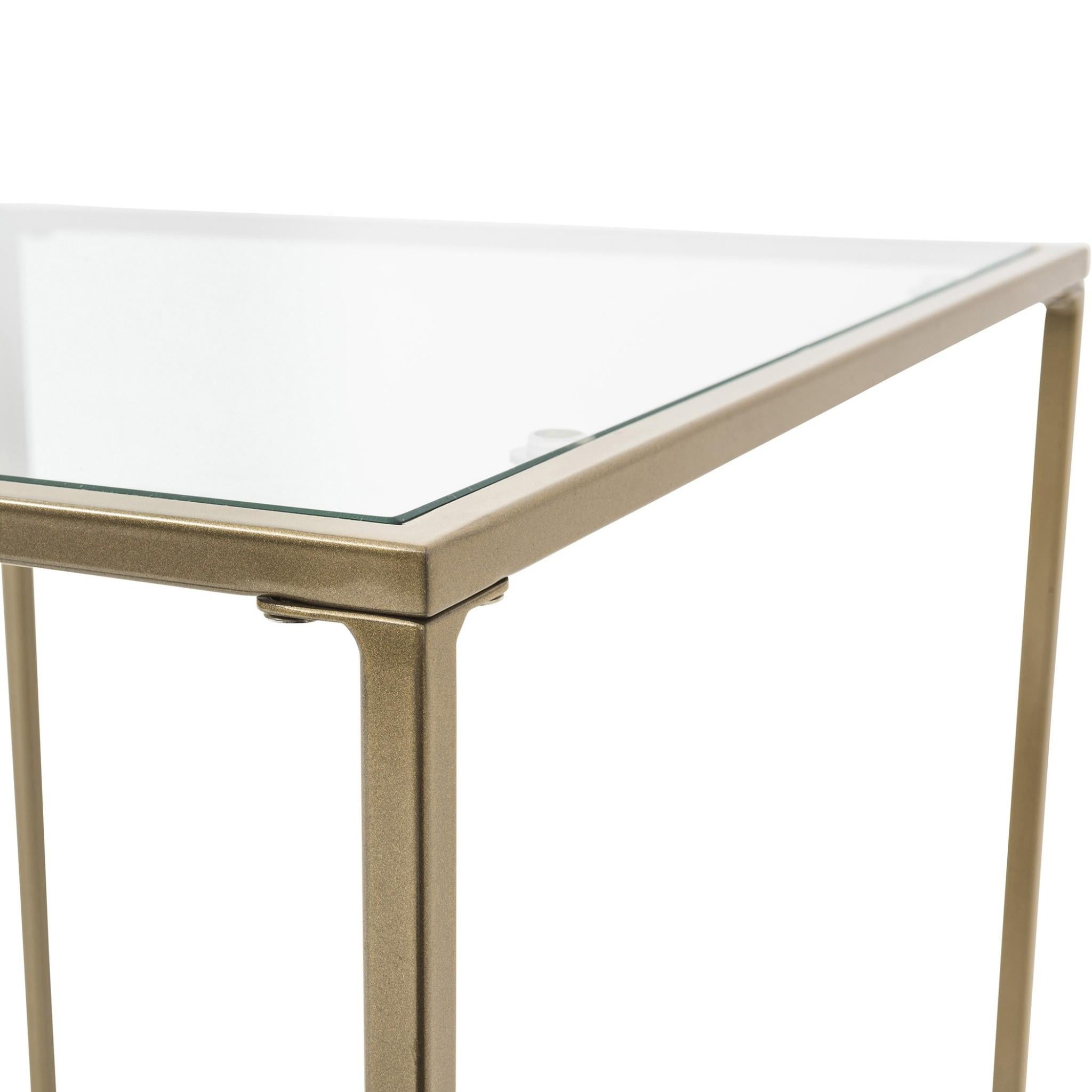 Minimalist Clear Glass and Gold Side Table