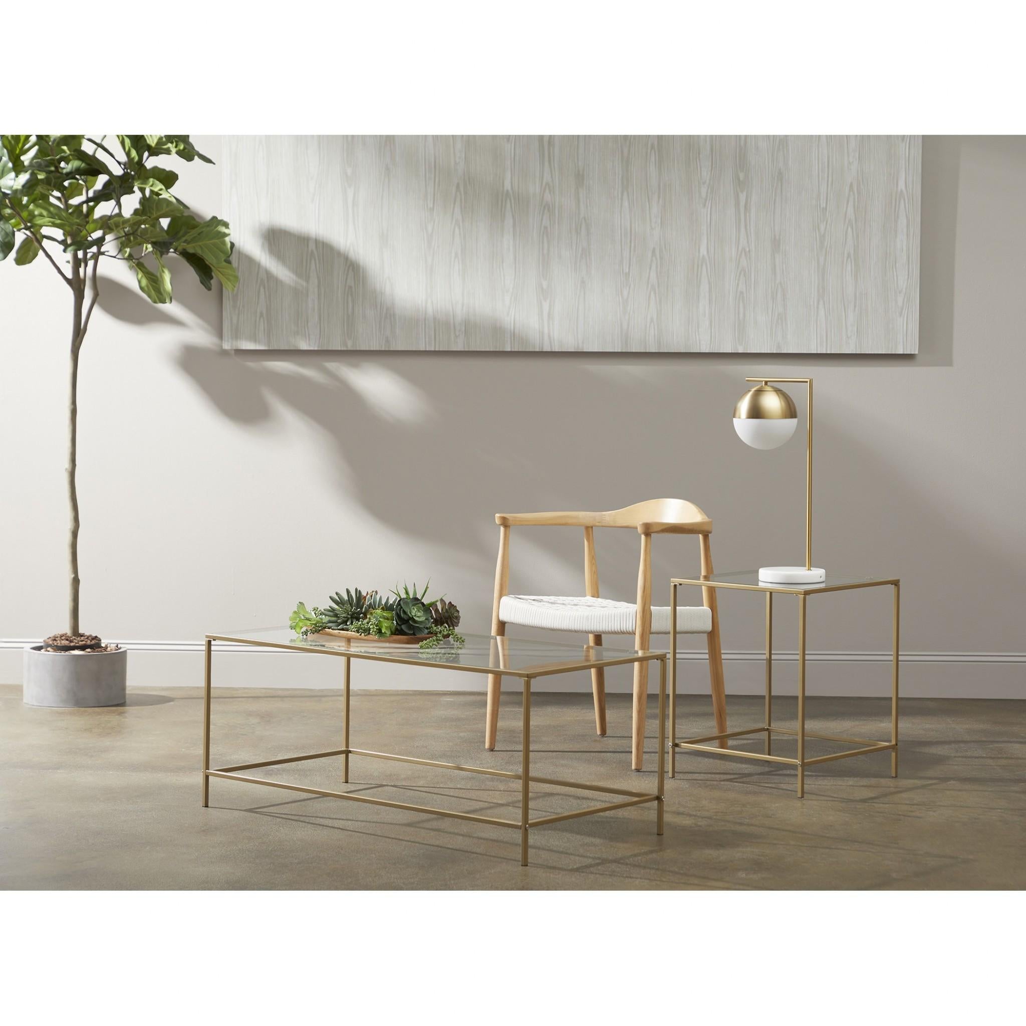 Minimalist Clear Glass and Gold Side Table