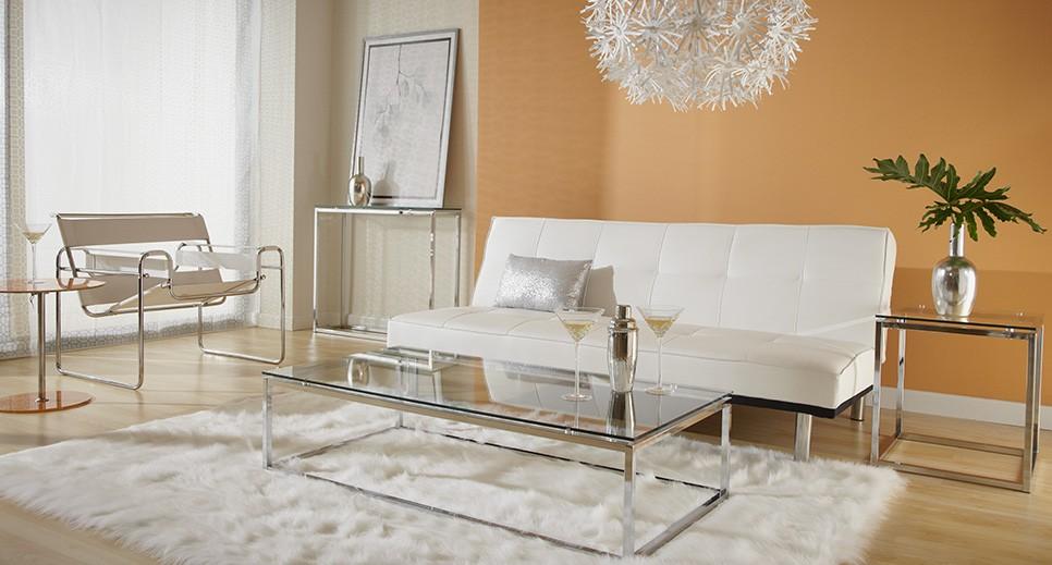 Geo Cube Clear Glass and Chrome End or  Side Table