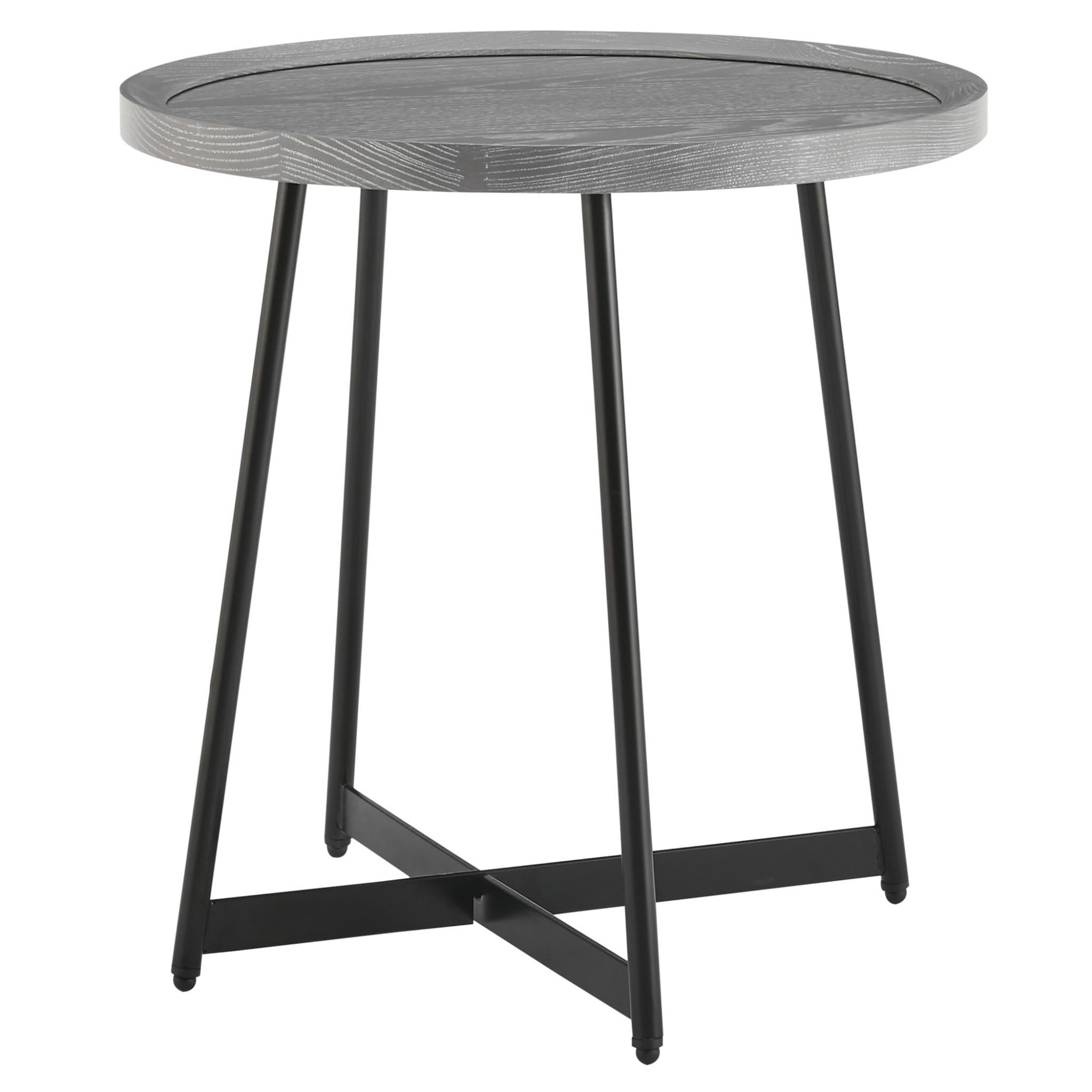 Modern Gray and Black Round Side Table