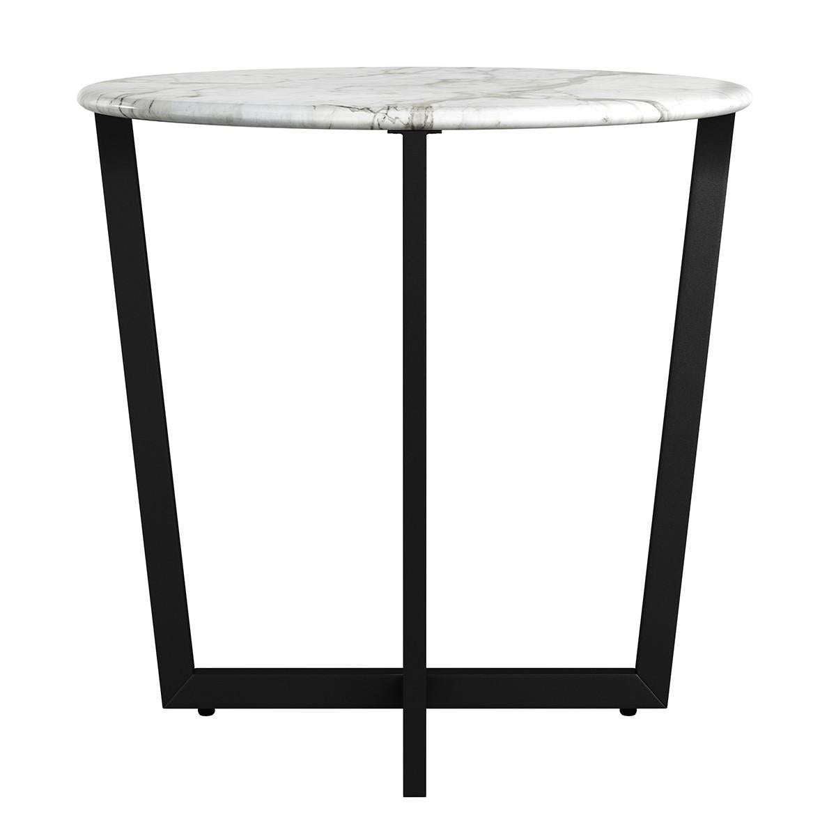 Mod Geo Black and White Round Faux Marble Side Table